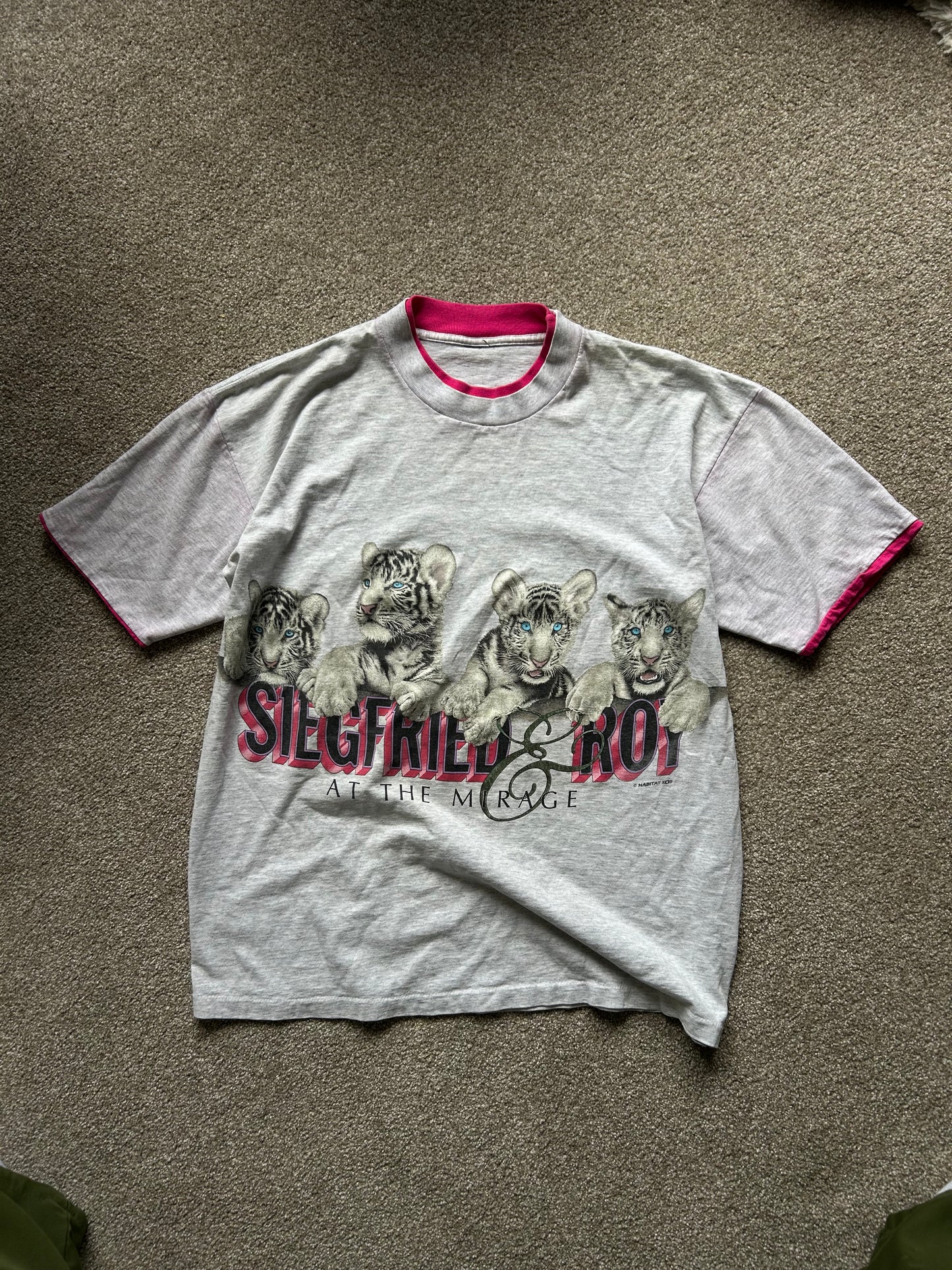 Siegfried and Roy Vintage VTG Grey Layered T Shirt Large 1993