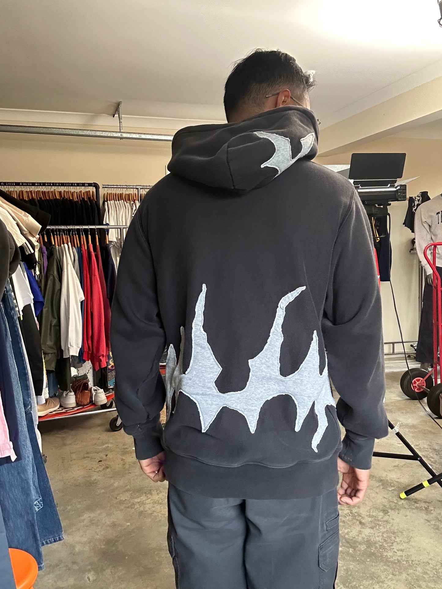 Faded Black Chamion Reverse Weave Reworked with Nike Custom Medium