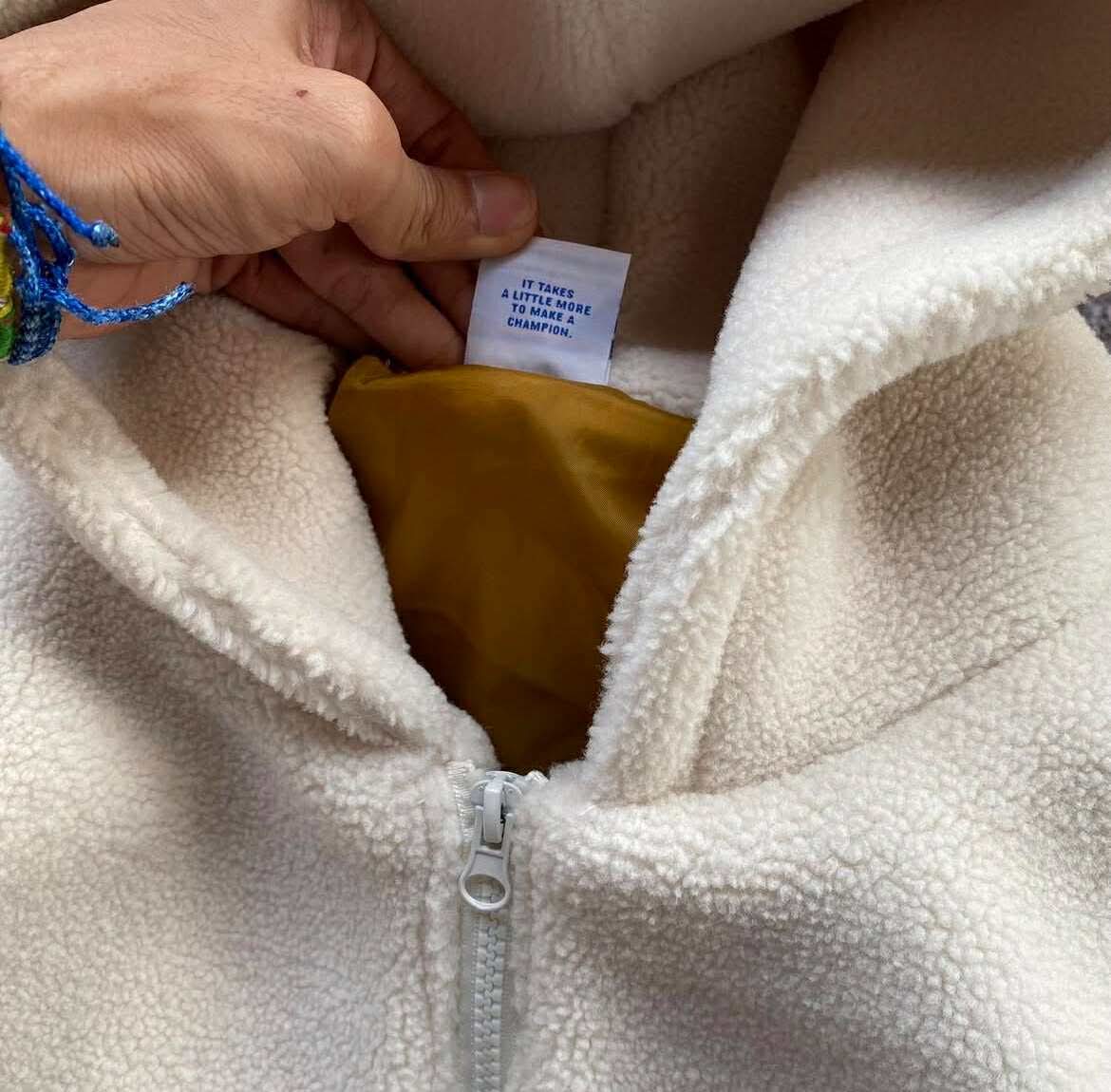 Champion Cream Fleece Jacket Large