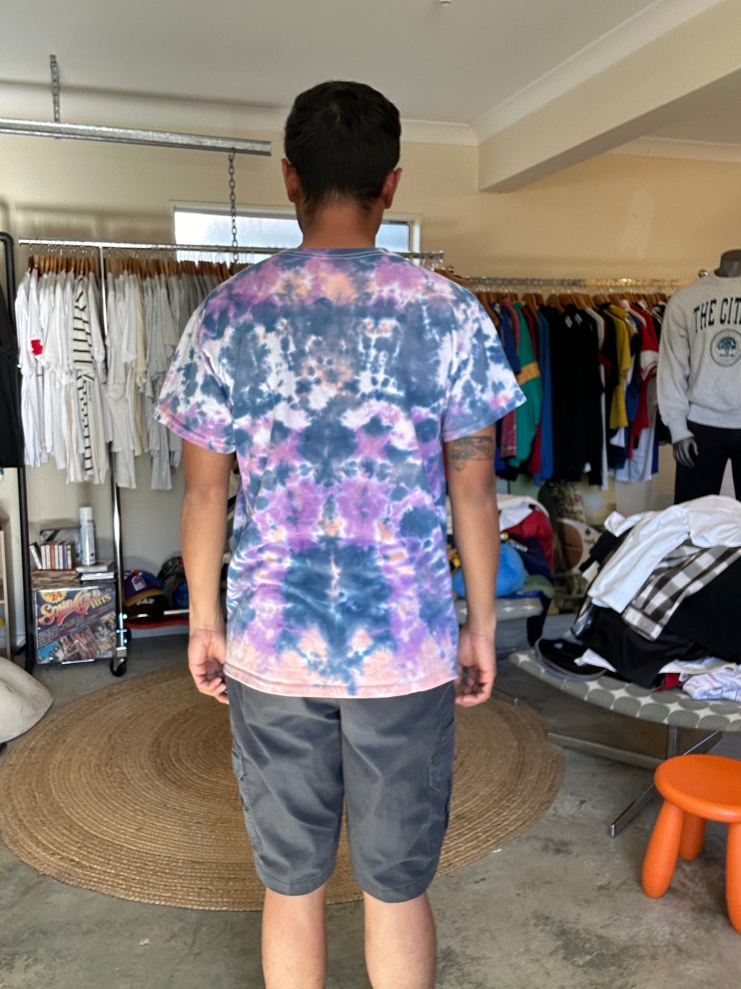 Medium Purple mushroom design tie-dye shirt