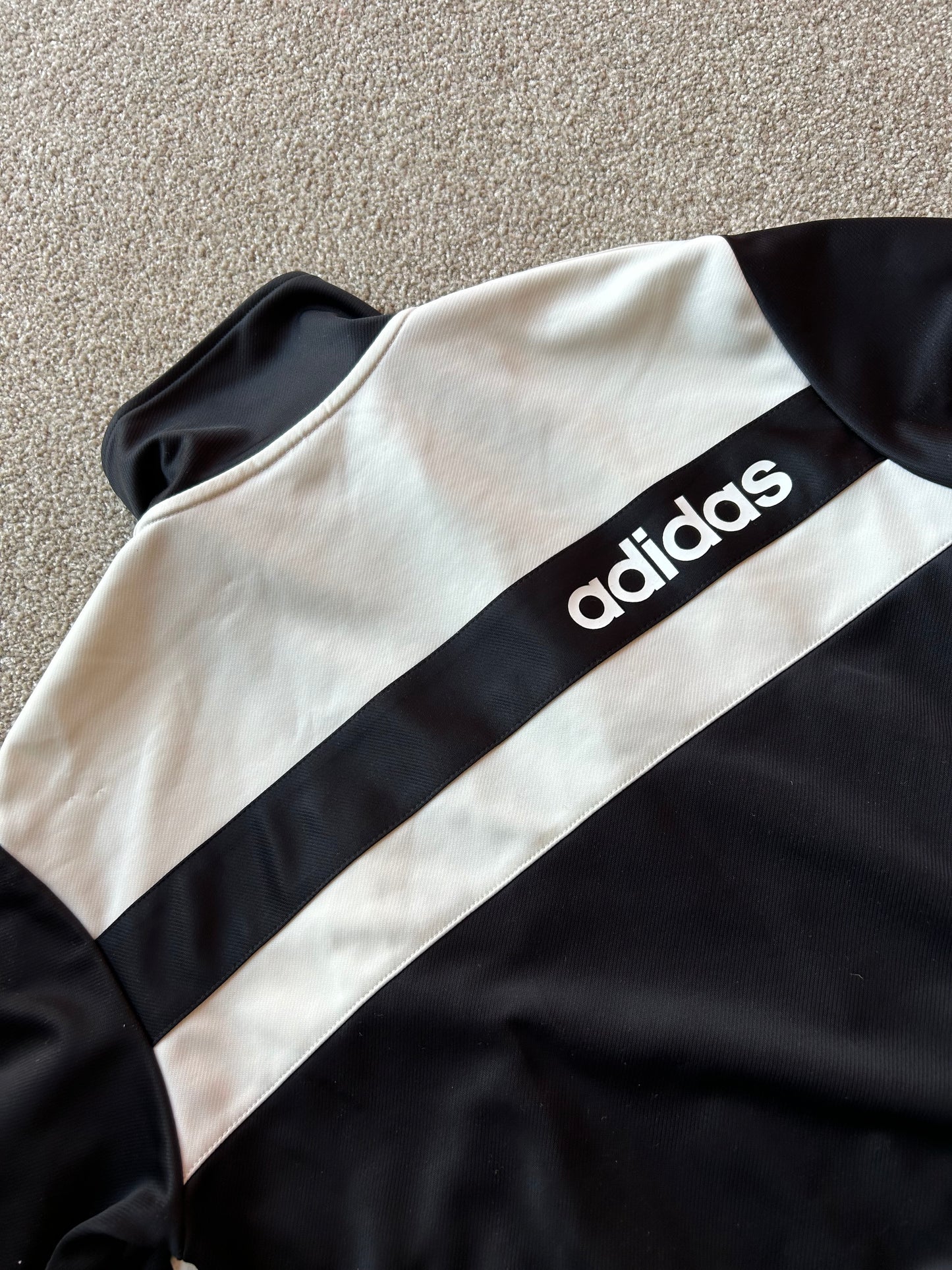 Vintage Adidas Track Jacket Black White Medium