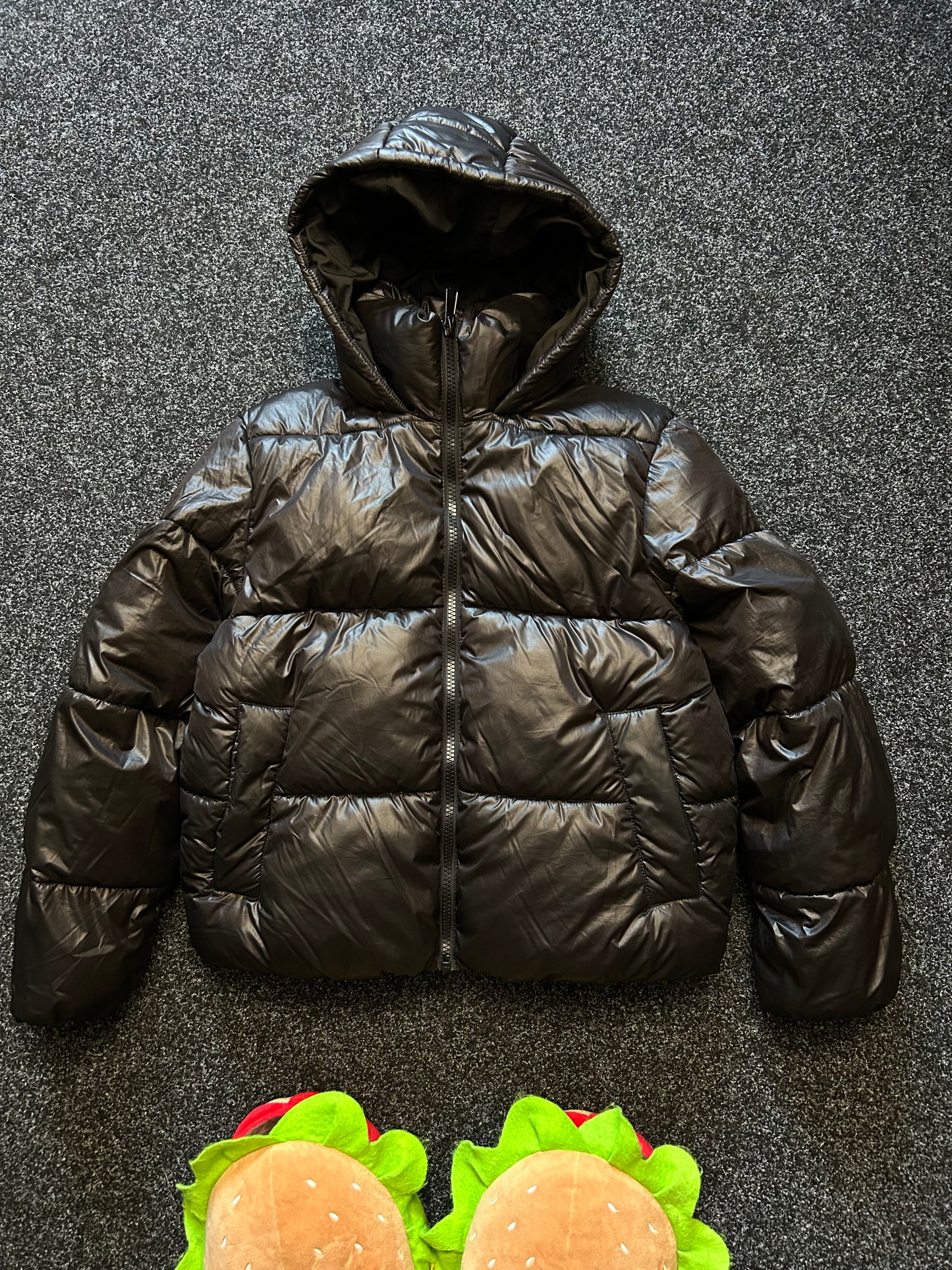 H&M Black Medium HOODED PUFFER JACKET