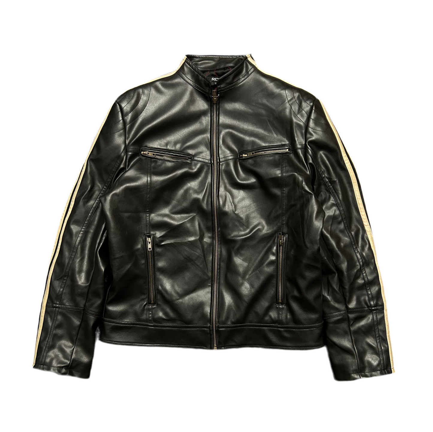 Biker Leather Jacket Medium Black