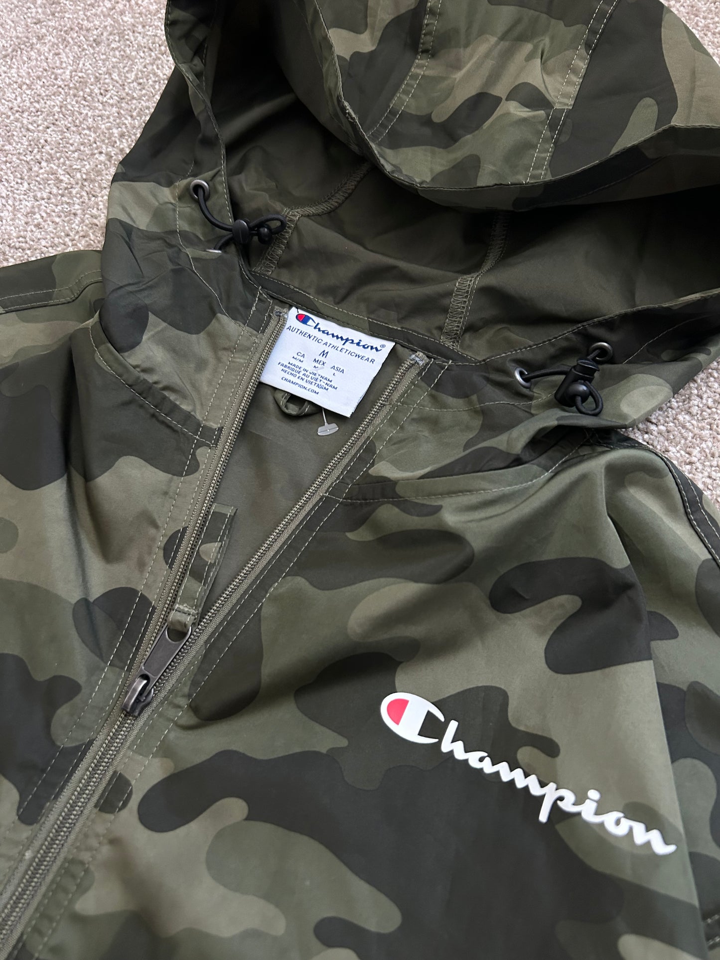 Champion Camo Mens Jacket Medium Windbreaker