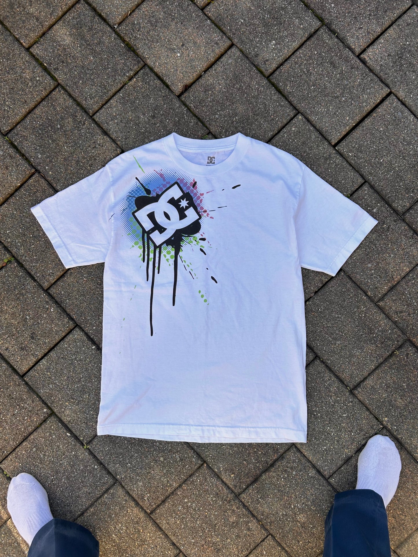 Y2K DC Skateboarding Tee White Medium Beefy Neckline