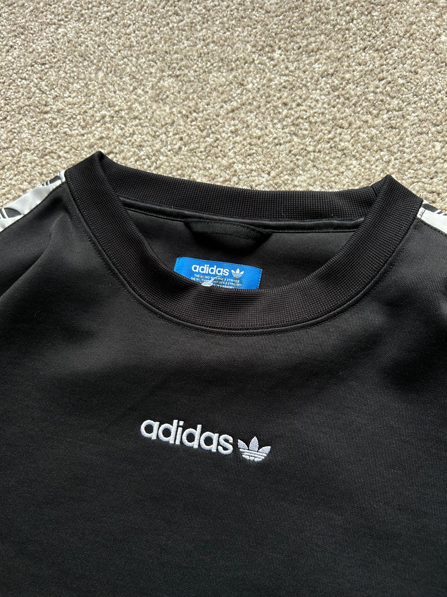 Adidas Trefoil Black and White Taped Crewneck Sweatshirt