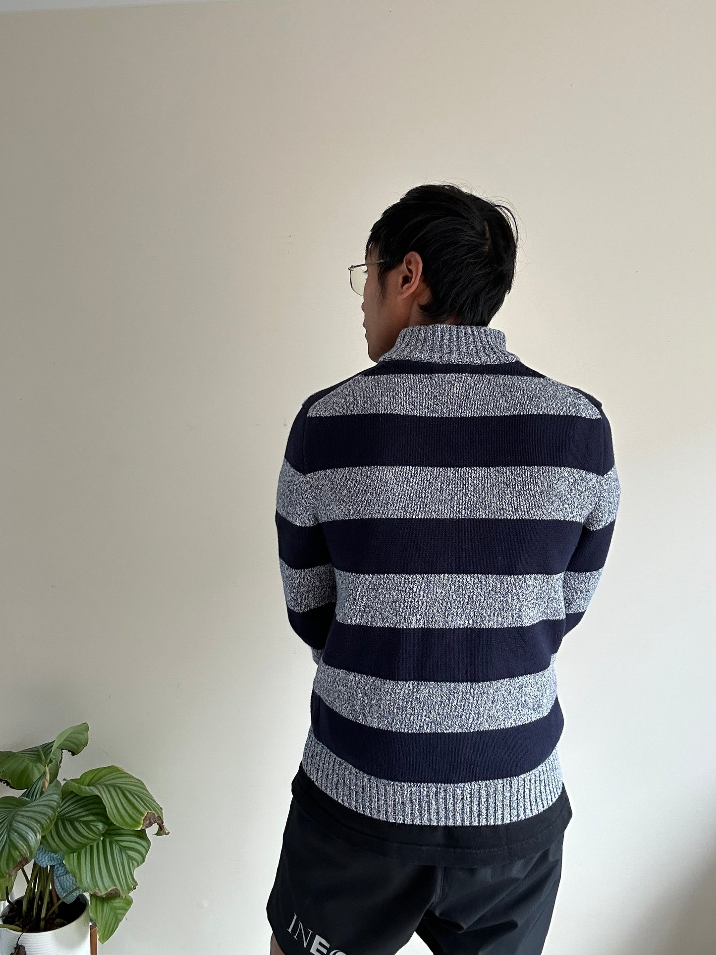 Ralph Lauren RL Stripe Sweater Two Tone Medium Navy Blue
