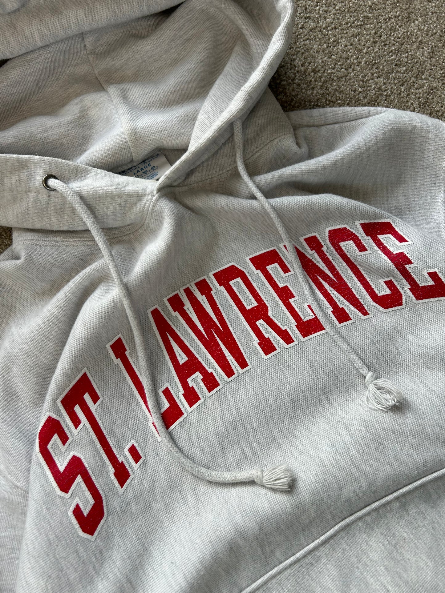 St. Lawrence Reverse Weave Cotton Exchange Hoodie Champion Large Grey