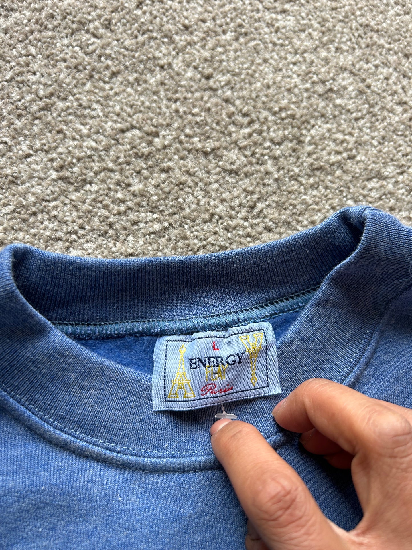 Vintage Paris France Blue Sweater Large