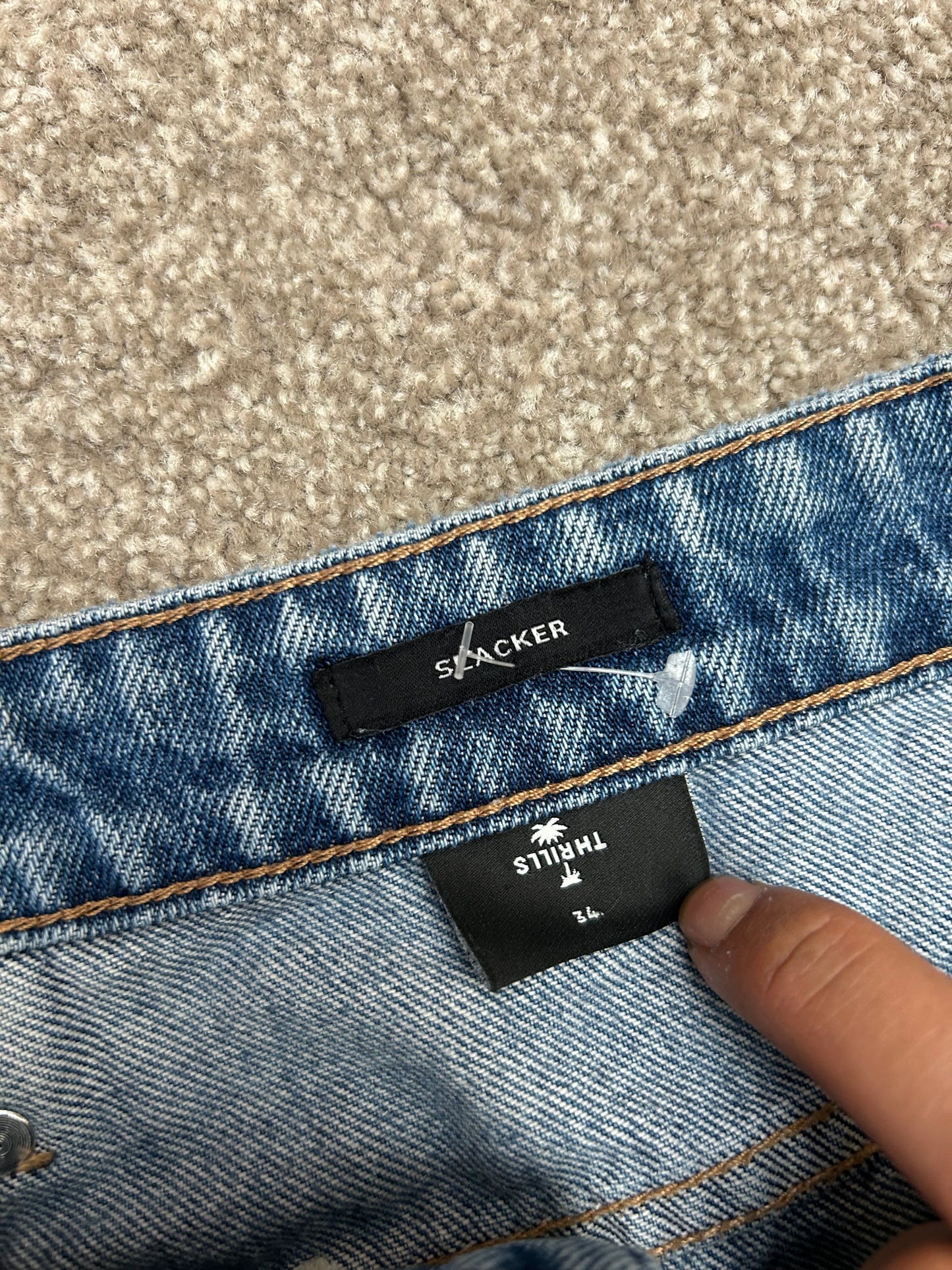 Thrills MENS SLACKER DENIM SHORTS 34