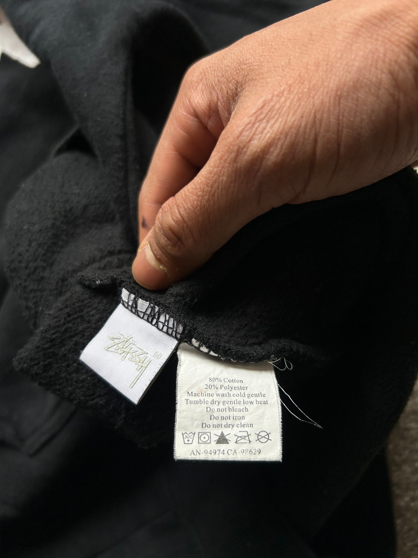 Vintage Stussy Hoodie Made in USA Black Large 9/10 Condition