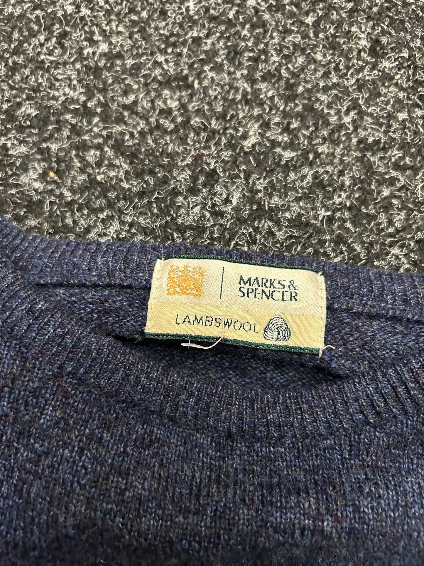 Marks and Spencer blue Lambswool knitted crewneck sweater Large