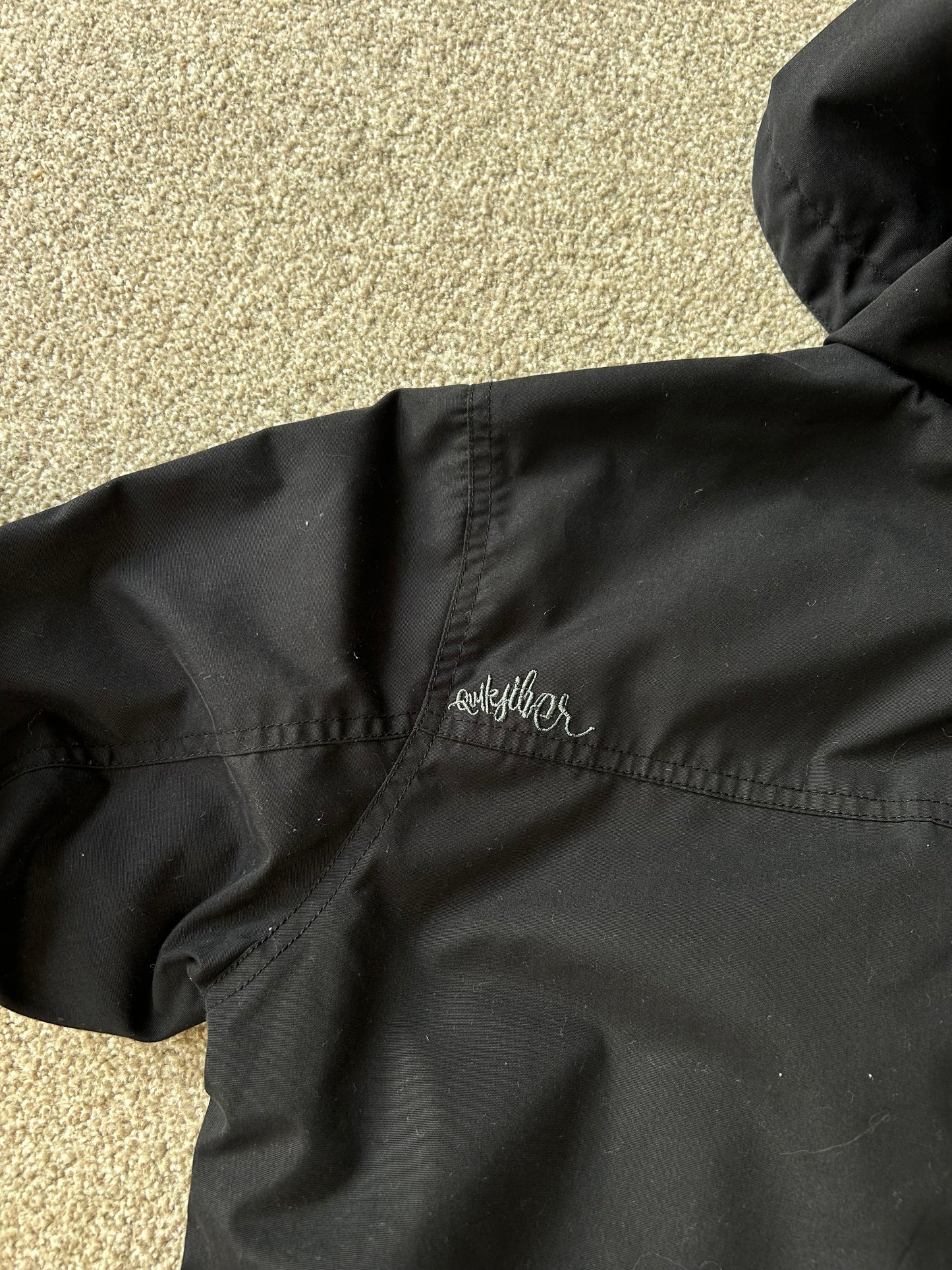 Quiksilver Mens Windbreaker Jacket Medium Black Y2K Full Zip Hooded