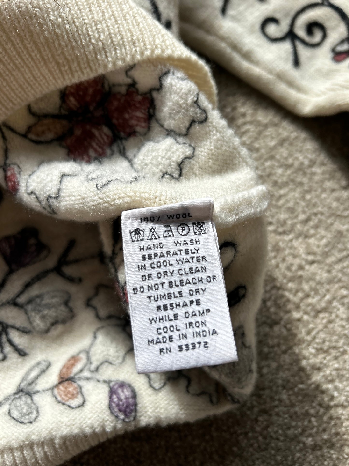 French Connection Floral Wool Sweater Cream Small