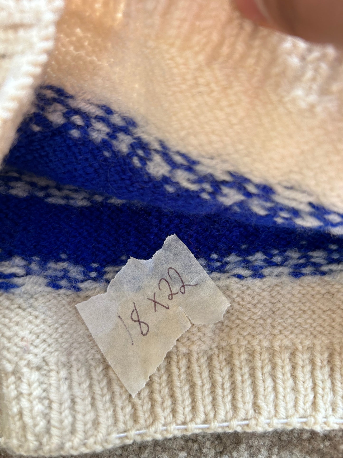 Vintage Hand Knitted Wool Sweater Jumper Cream Small