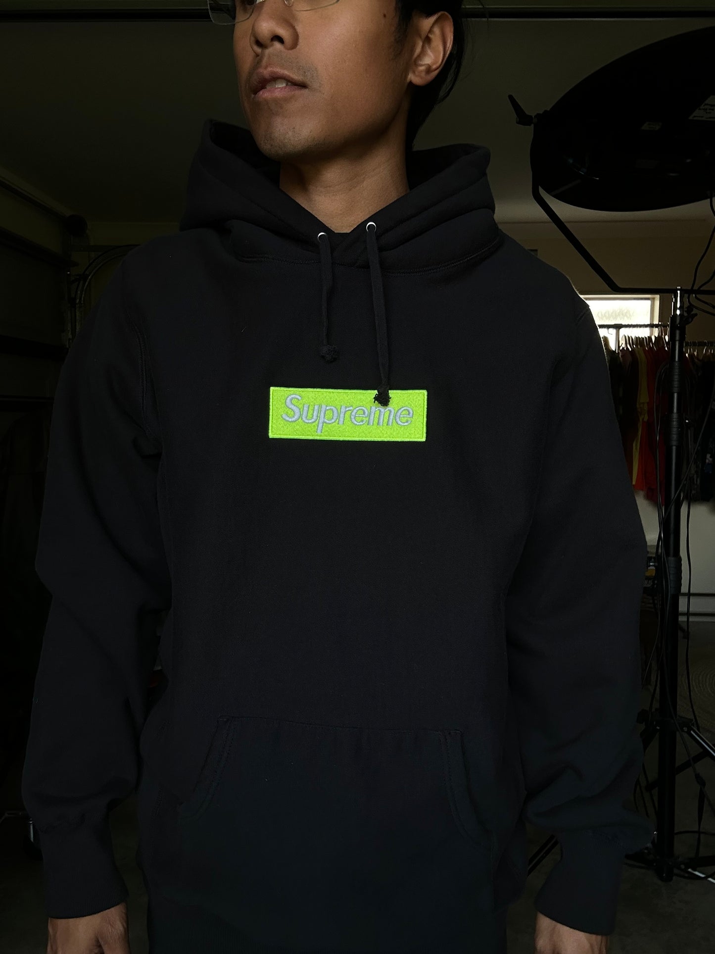 Supreme Box Logo Hooded Sweatshirt Large Black (Off)