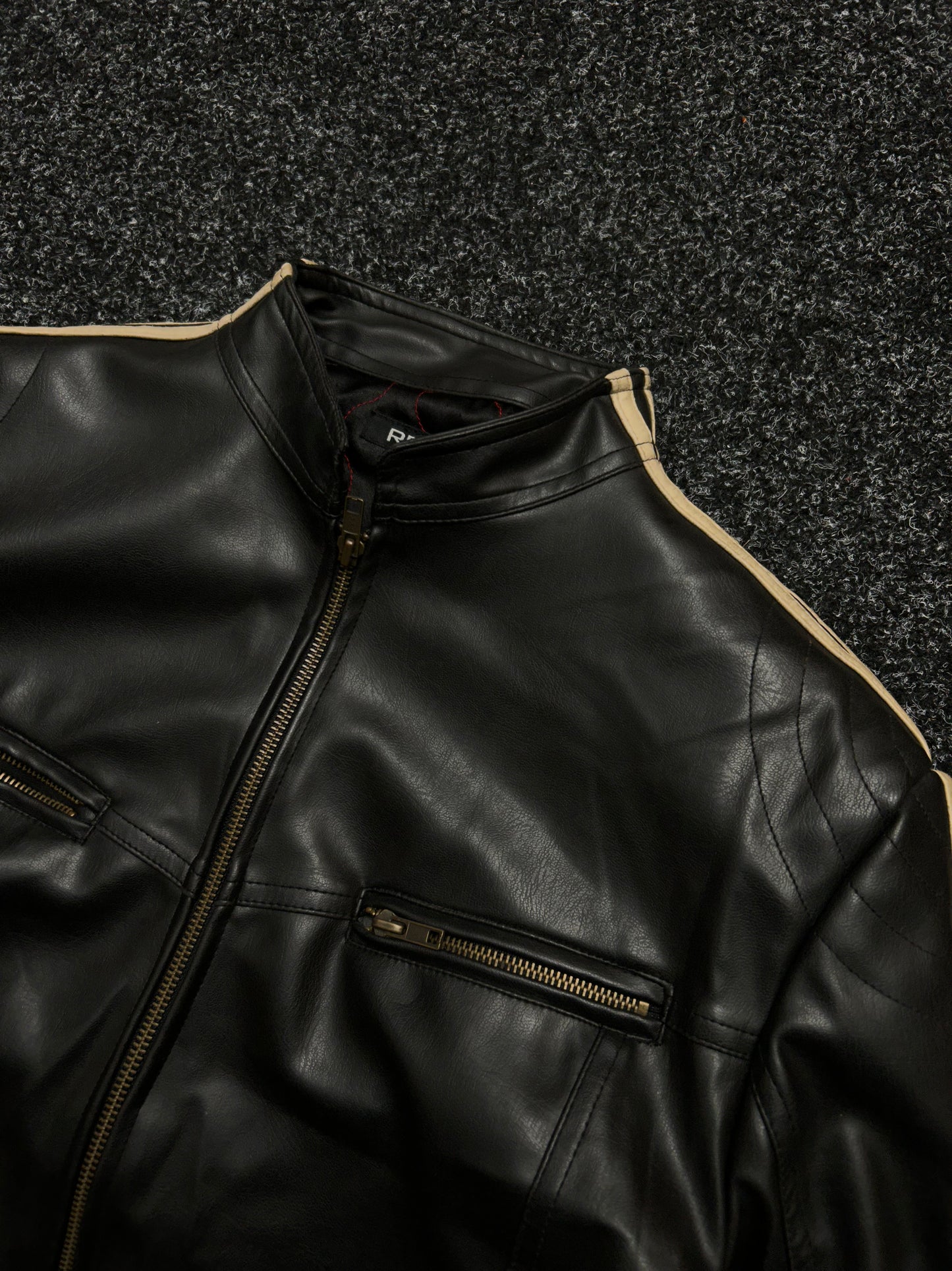 Biker Leather Jacket Medium Black