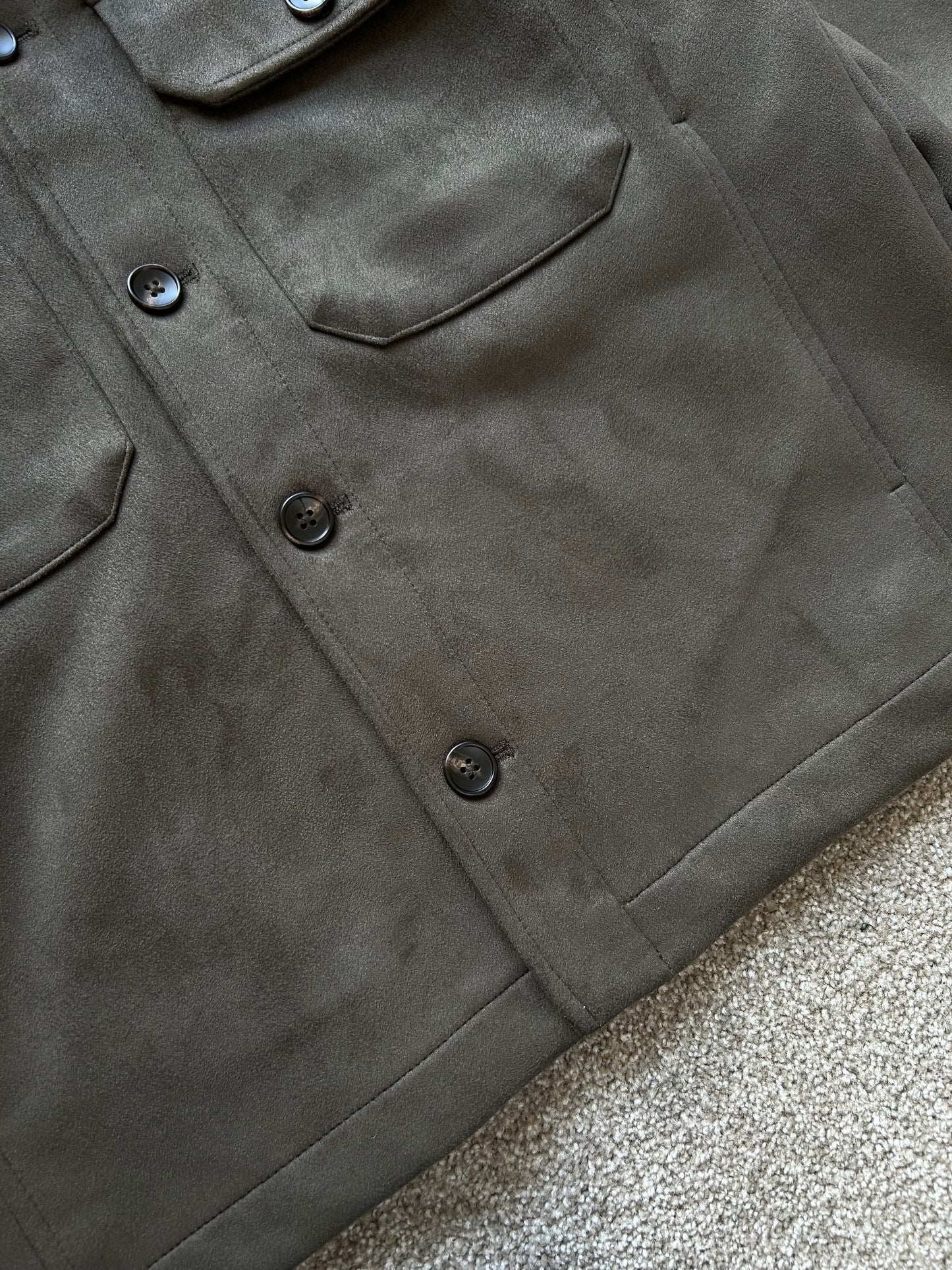 Zara Suede Faux Jacket Small Olive