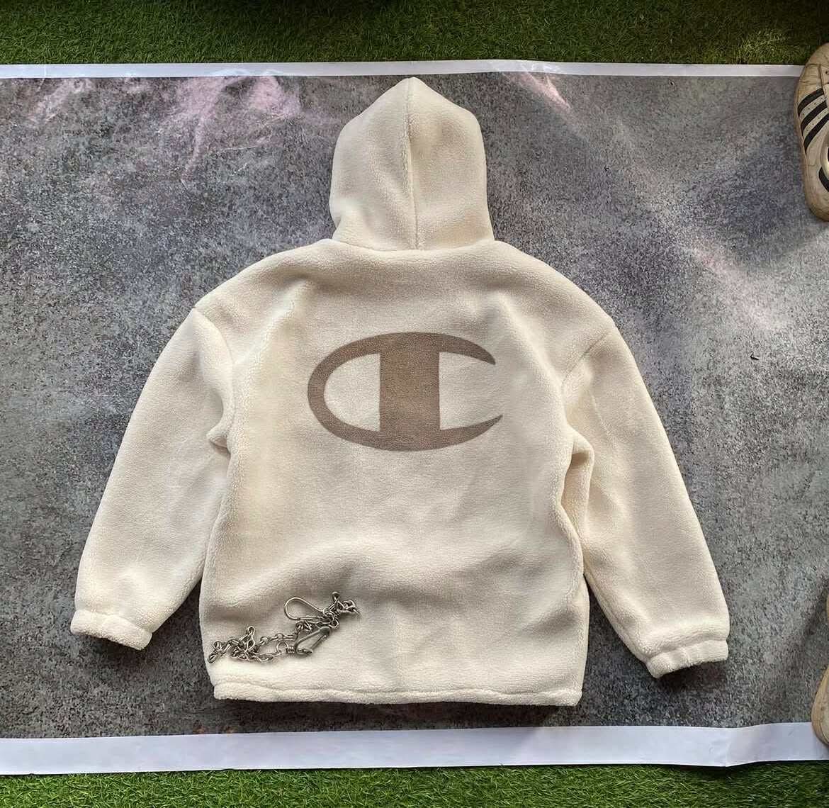 Champion Cream Fleece Jacket Large