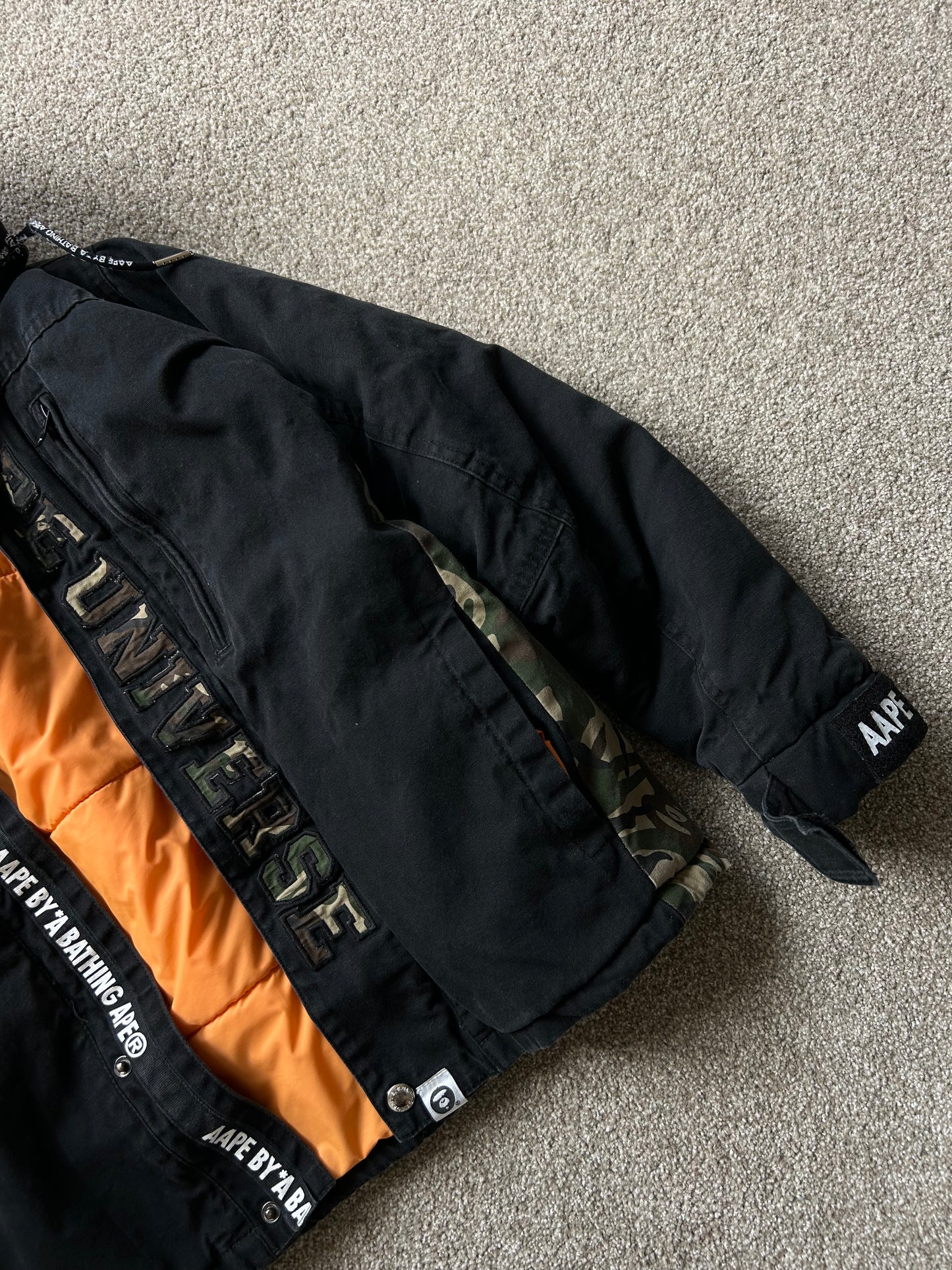 AAPE Hoodie Puffer Small Black Camo (OFF)