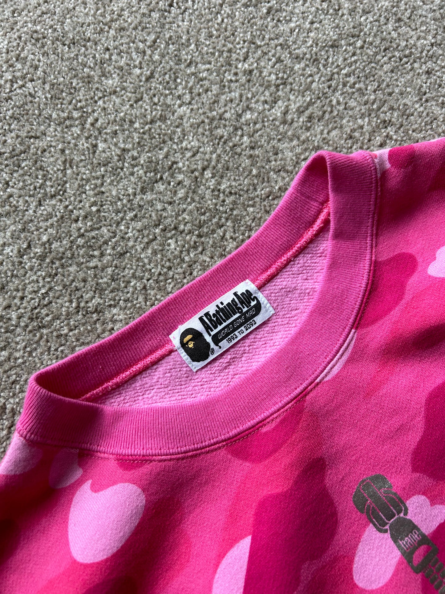 Bape Camo Shark Sweater Pink Sample! Made in Japan Large