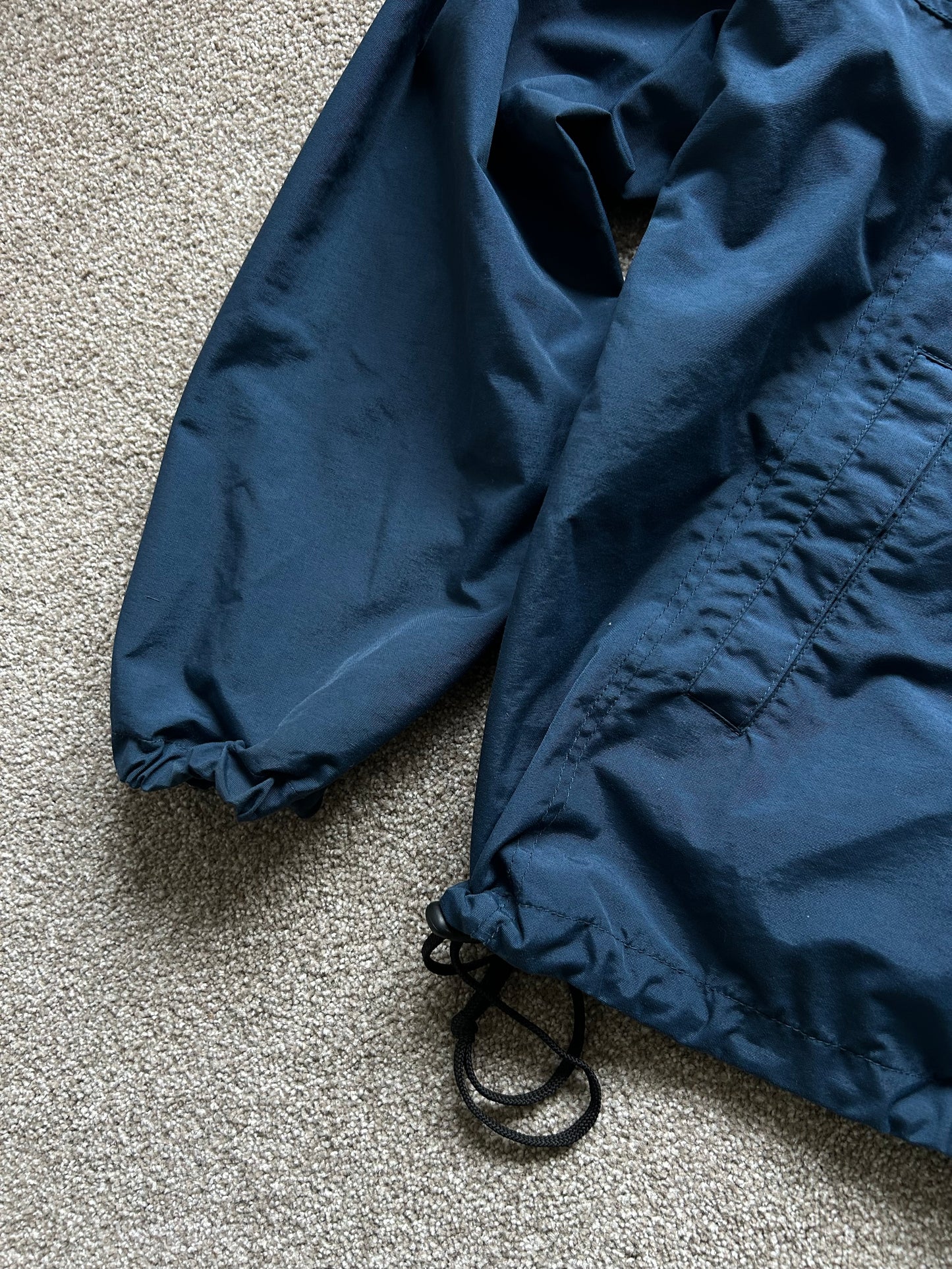 Vintage Fairy Down Nylon Half Zip Windbreaker Navy Blue Large