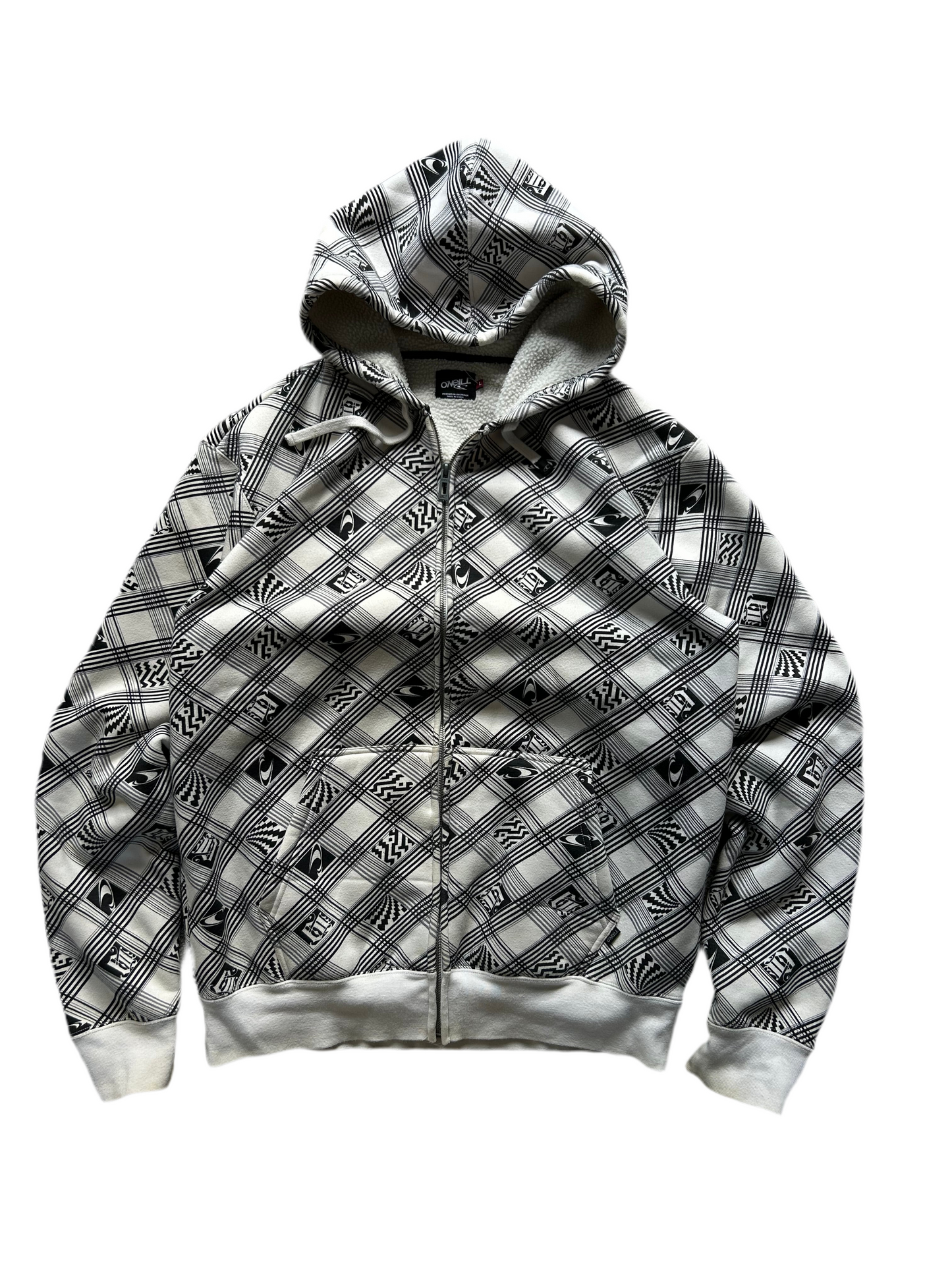 Oneill Full Zip off white Hoodie Fleece Large