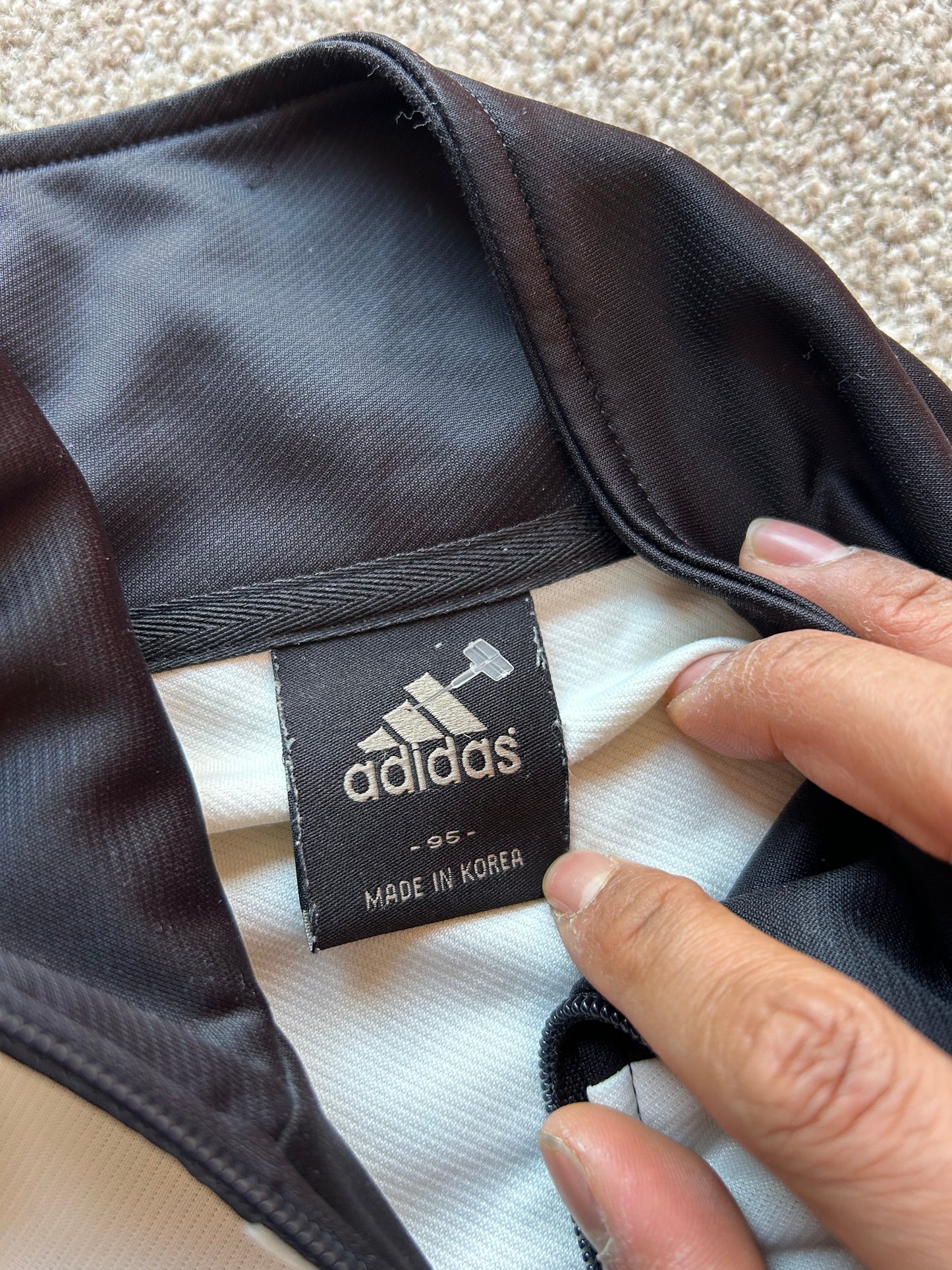 Vintage Adidas Track Jacket Black White Medium