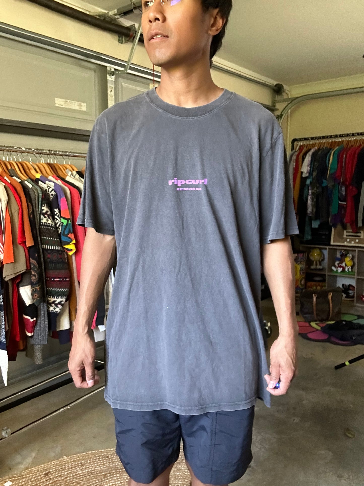 Rip Curl Super Computer Research T-Shirt featuring a graphic print XL Grey