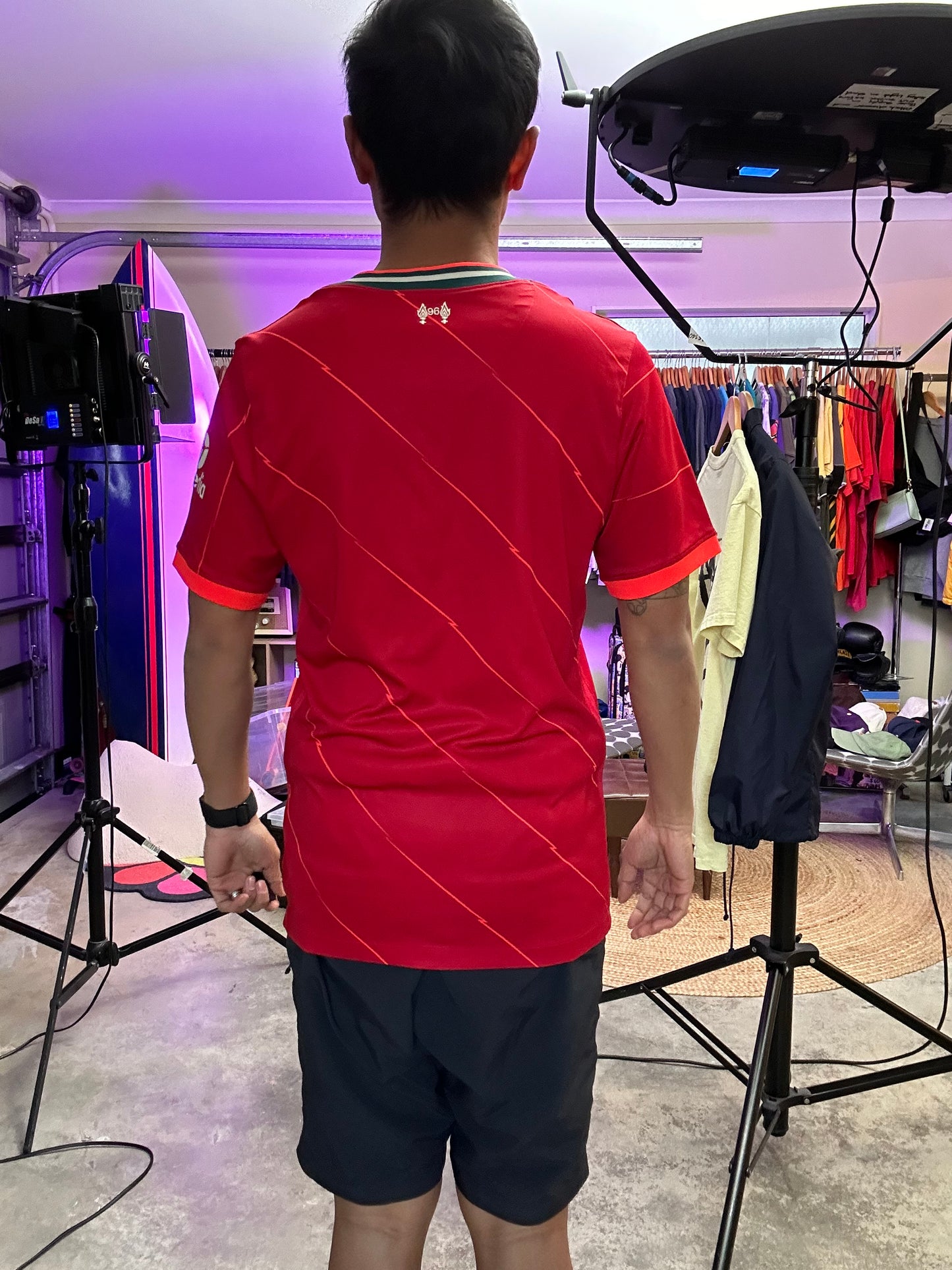 Nike 2021-2022 Liverpool F.C. home jersey in red with white accent details Small