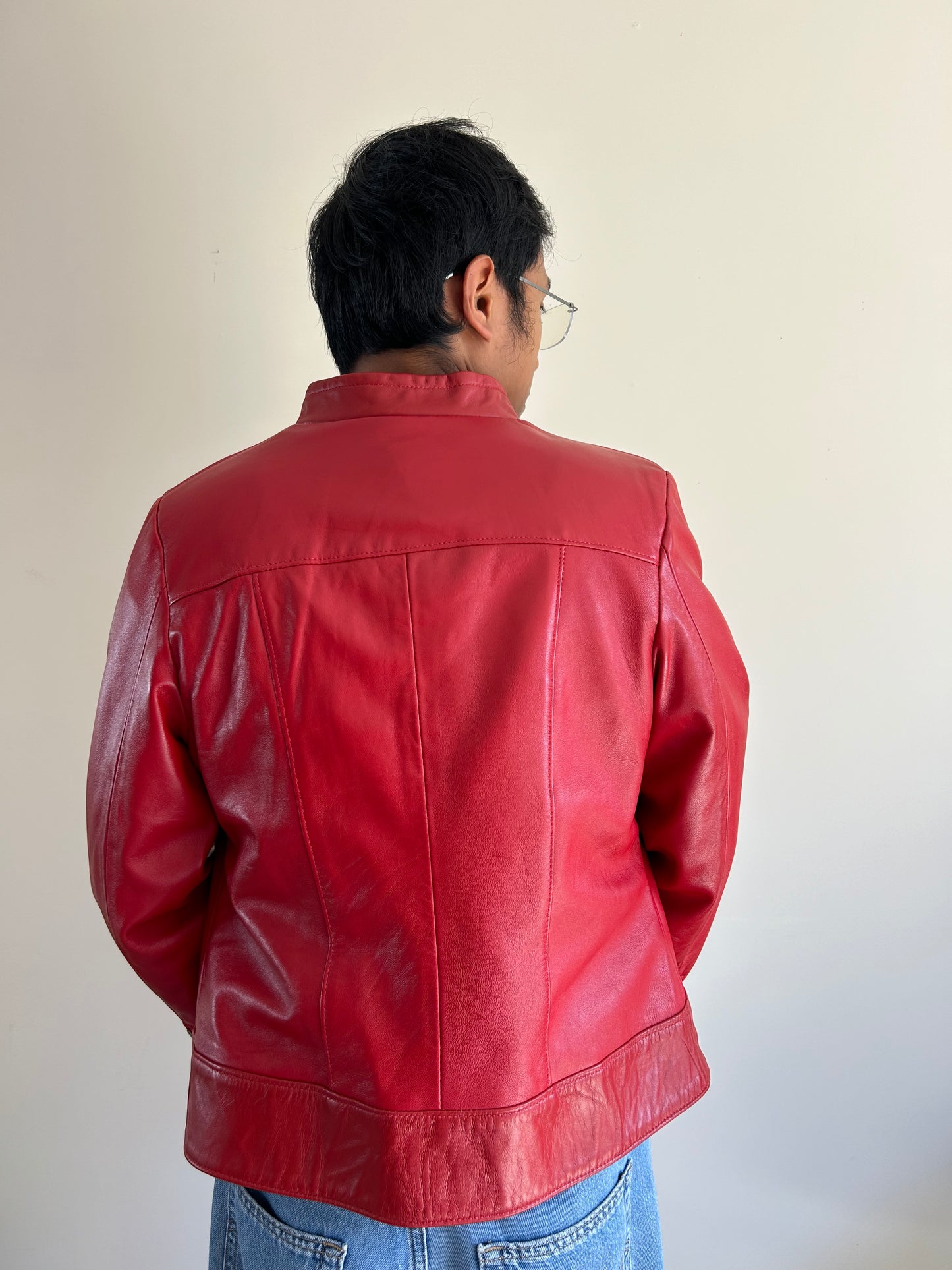 L Aurore Red Leather Jacket Womens Medium