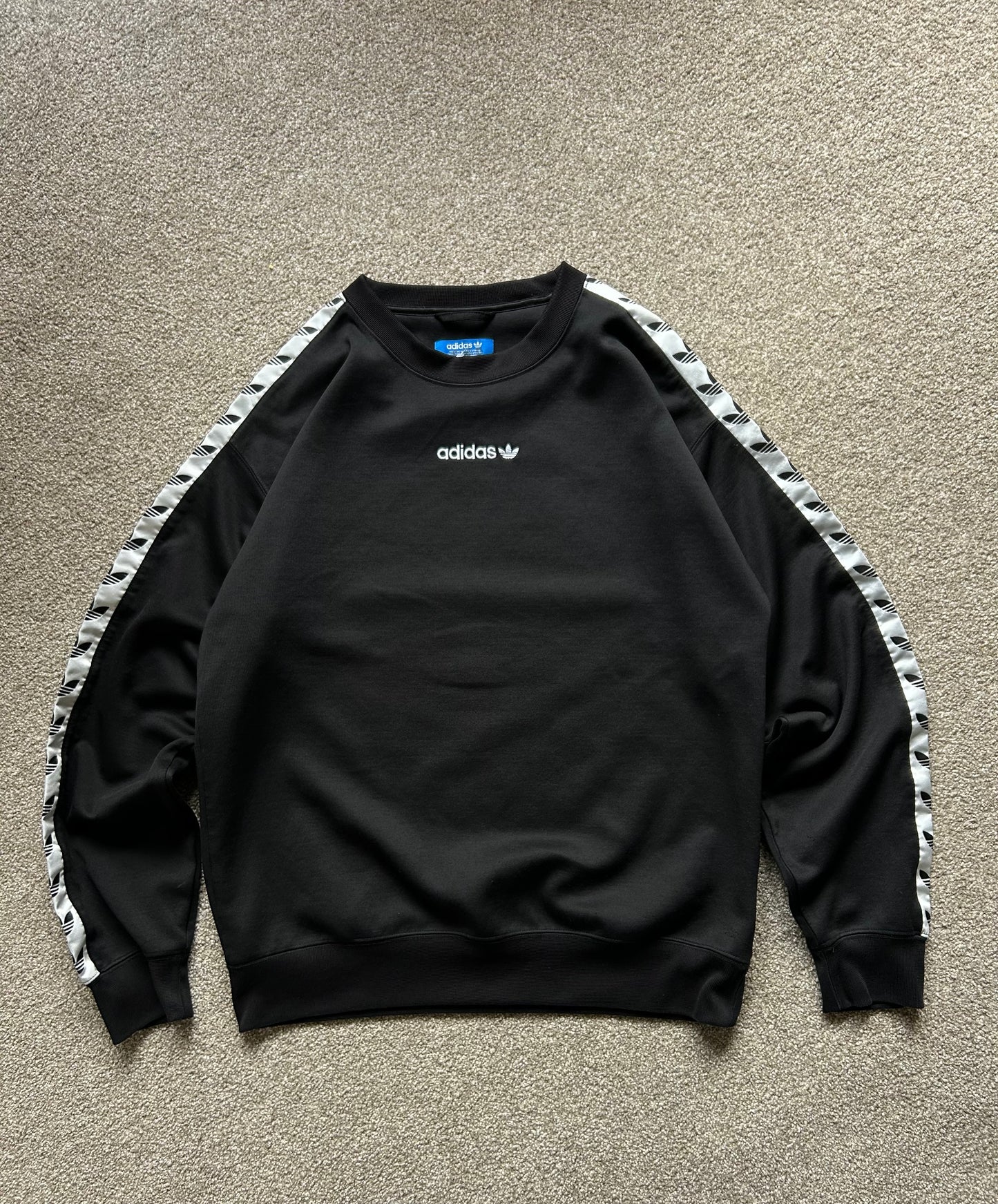 Adidas Trefoil Black and White Taped Crewneck Sweatshirt