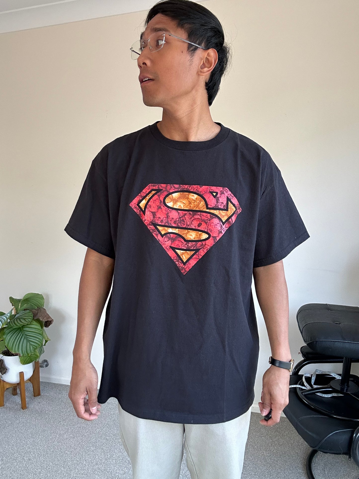 Superman DC Comics Skull Logo Large Delta Tag Black