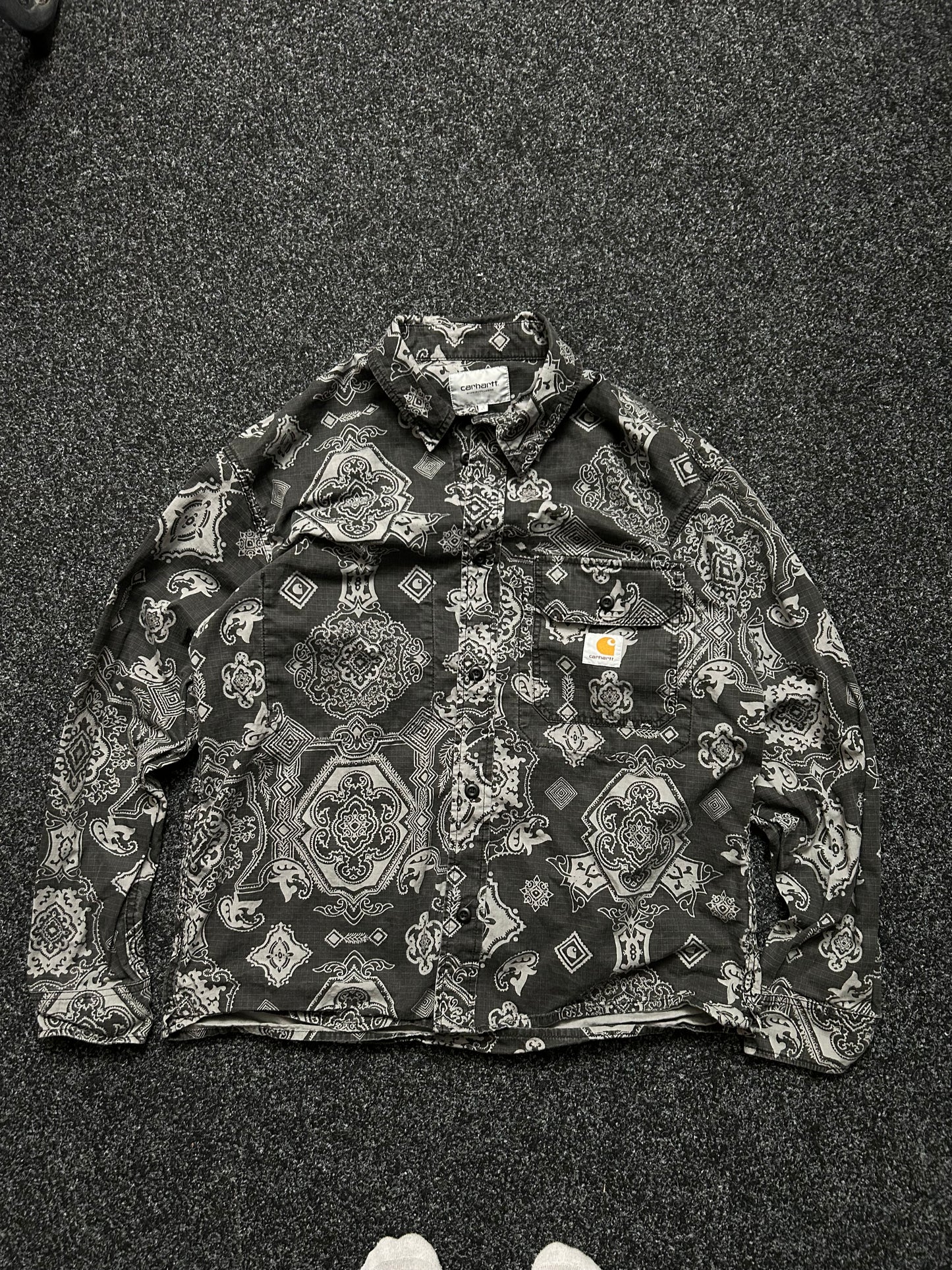 Carhartt WIP LS Verse Shirt I030766 Verse Print/Black Heavy Stone Wash XL