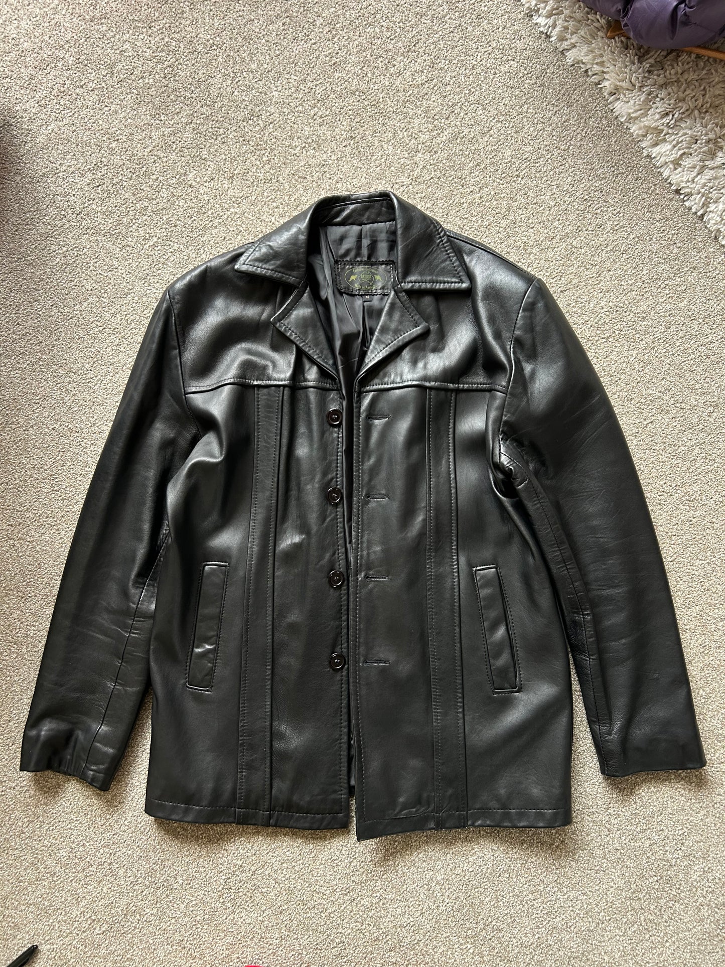 Grejina Made in Australia Genuine Leather Coat Jacket Black Medium