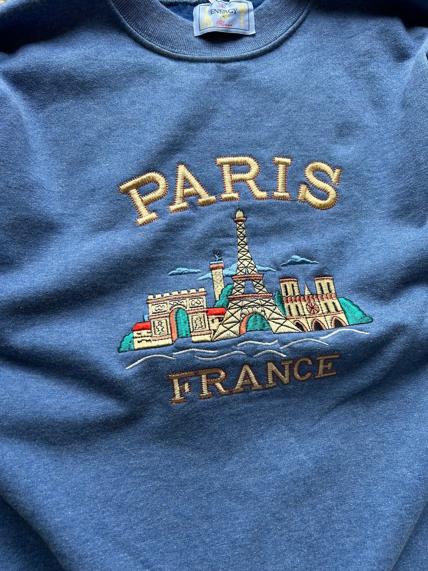 Vintage Paris France Blue Sweater Large