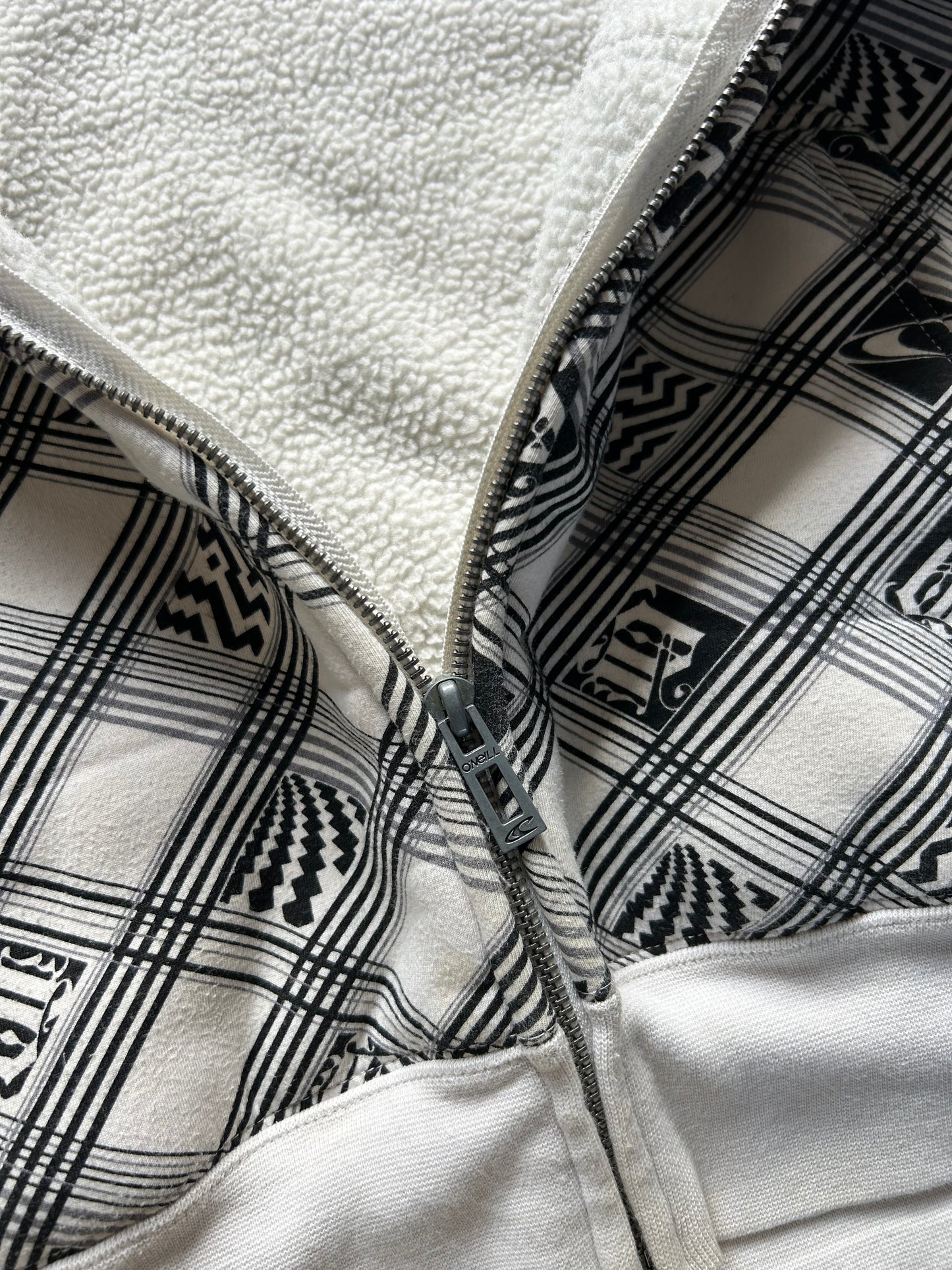 Oneill Full Zip off white Hoodie Fleece Large