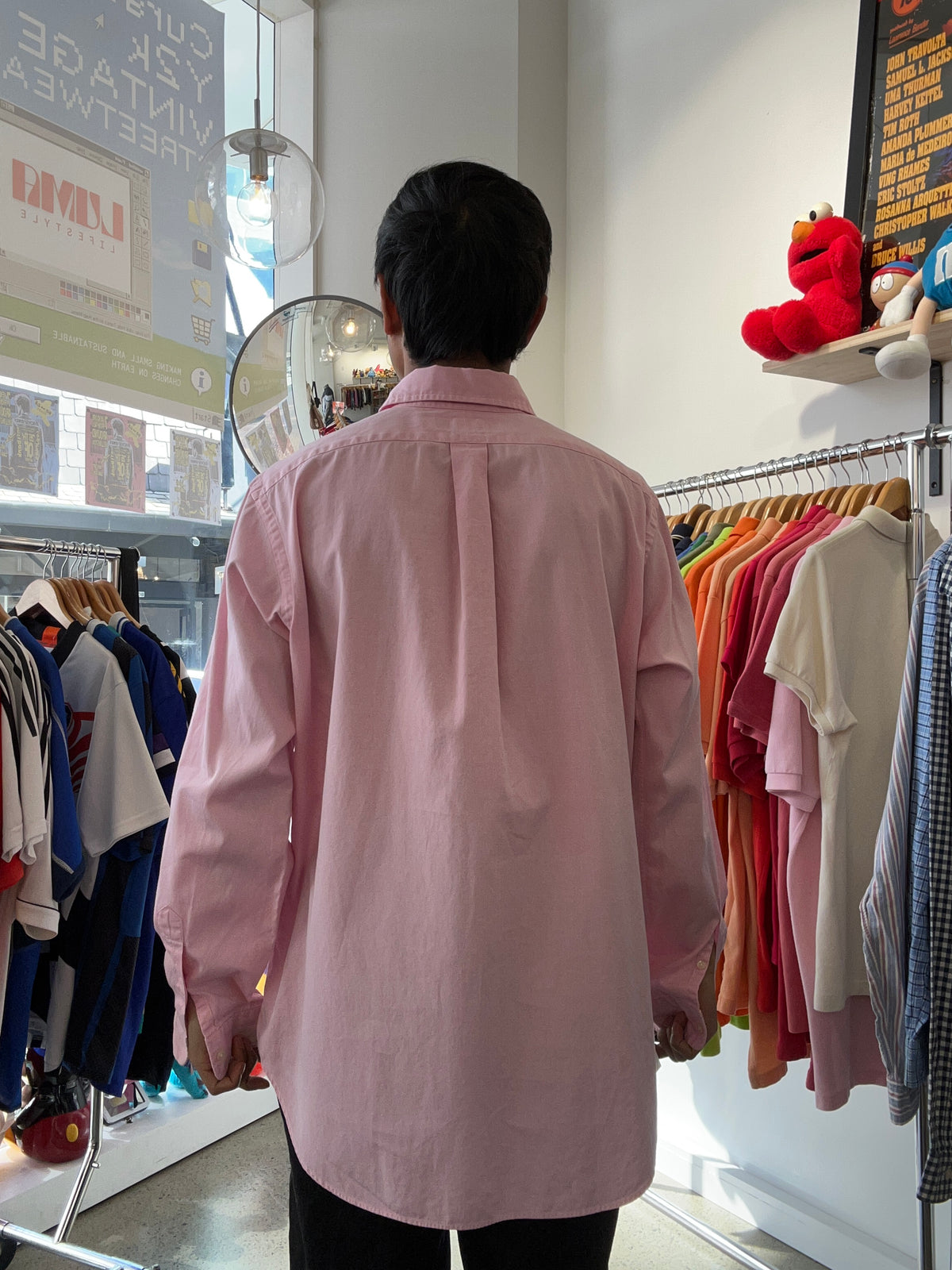 pink Polo Ralph Lauren long-sleeve oxford button-down shirt featuring the signature embroidered pony logo on the chest Medium