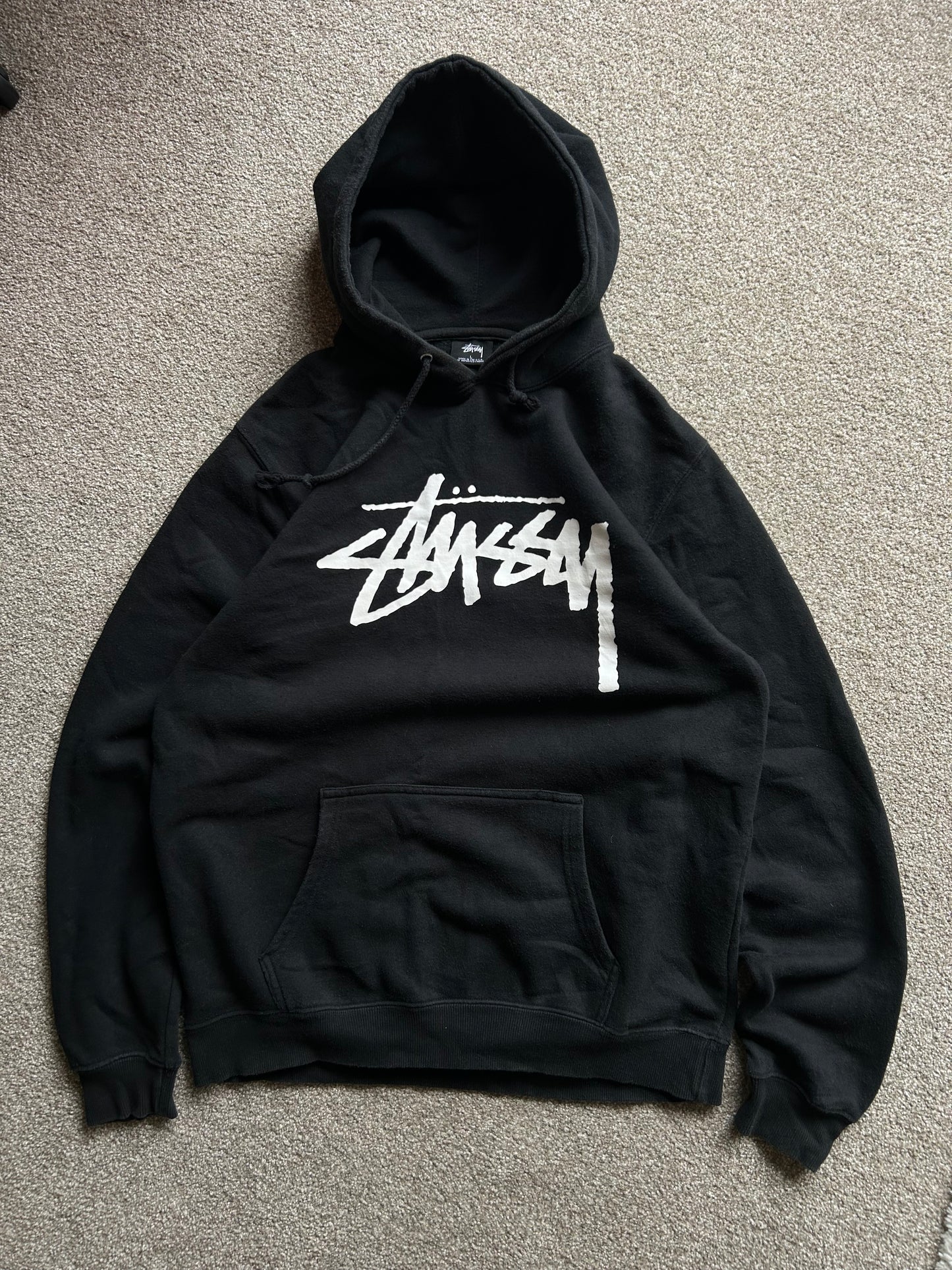 Vintage Stussy Hoodie Made in USA Black Large 9/10 Condition