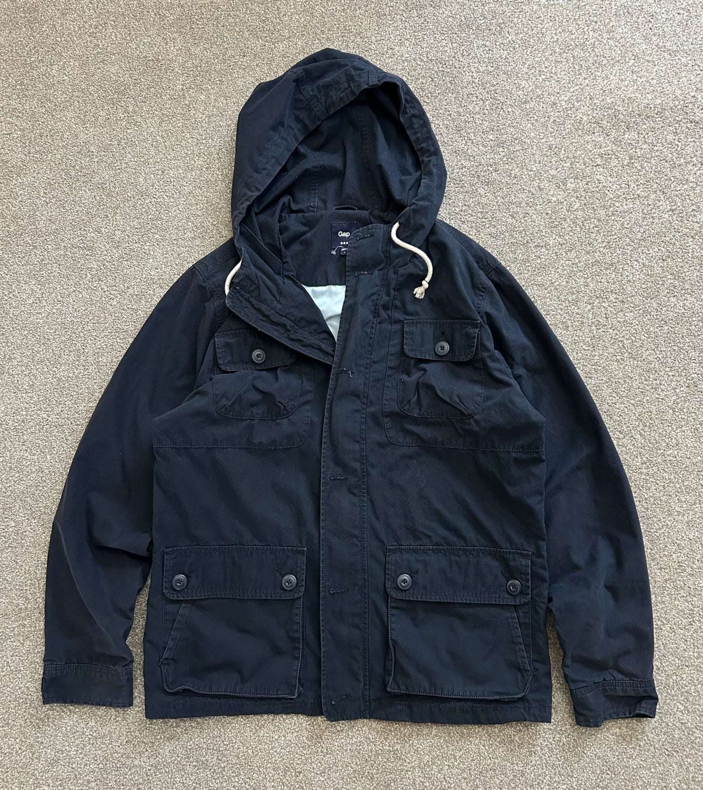 Gap Utility Jacket Navy Blue Large Coat Multipocket