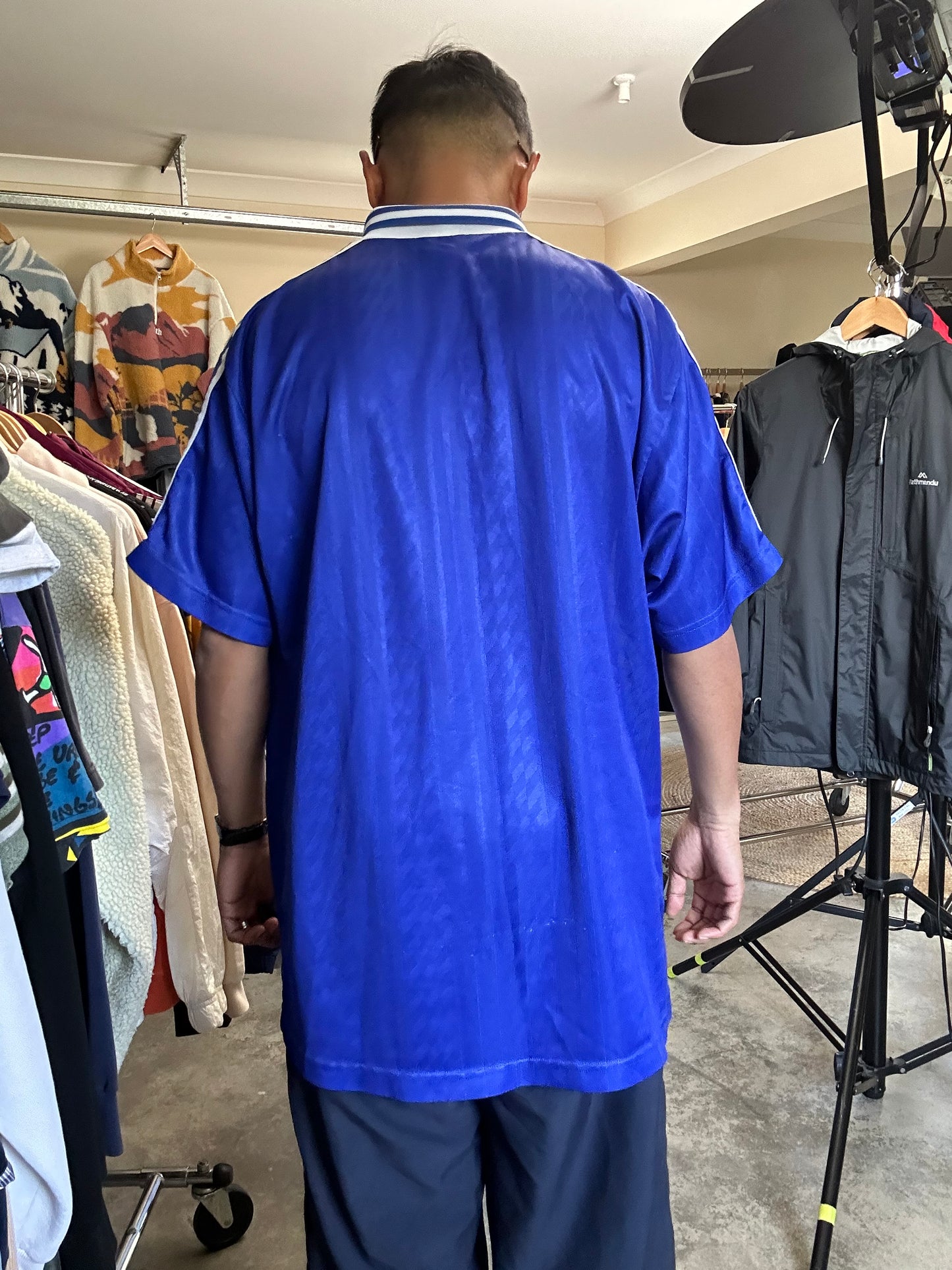vintage Adidas 1994-1995 Men's blue template diamond football shirt jersey XL Blue