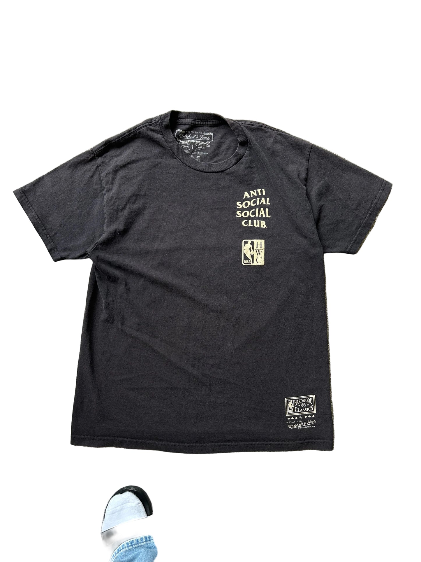 Anti Social Social Club x Mitchell & Ness NBA Logo Collage T-Shirt Faded Black Large