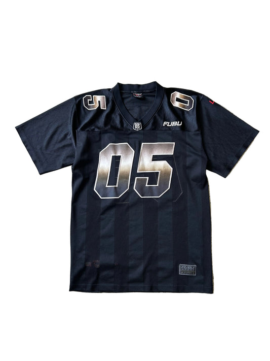 Vintage black FUBU Game Day jersey features gradient "05" numbering and embroidered branding Medium