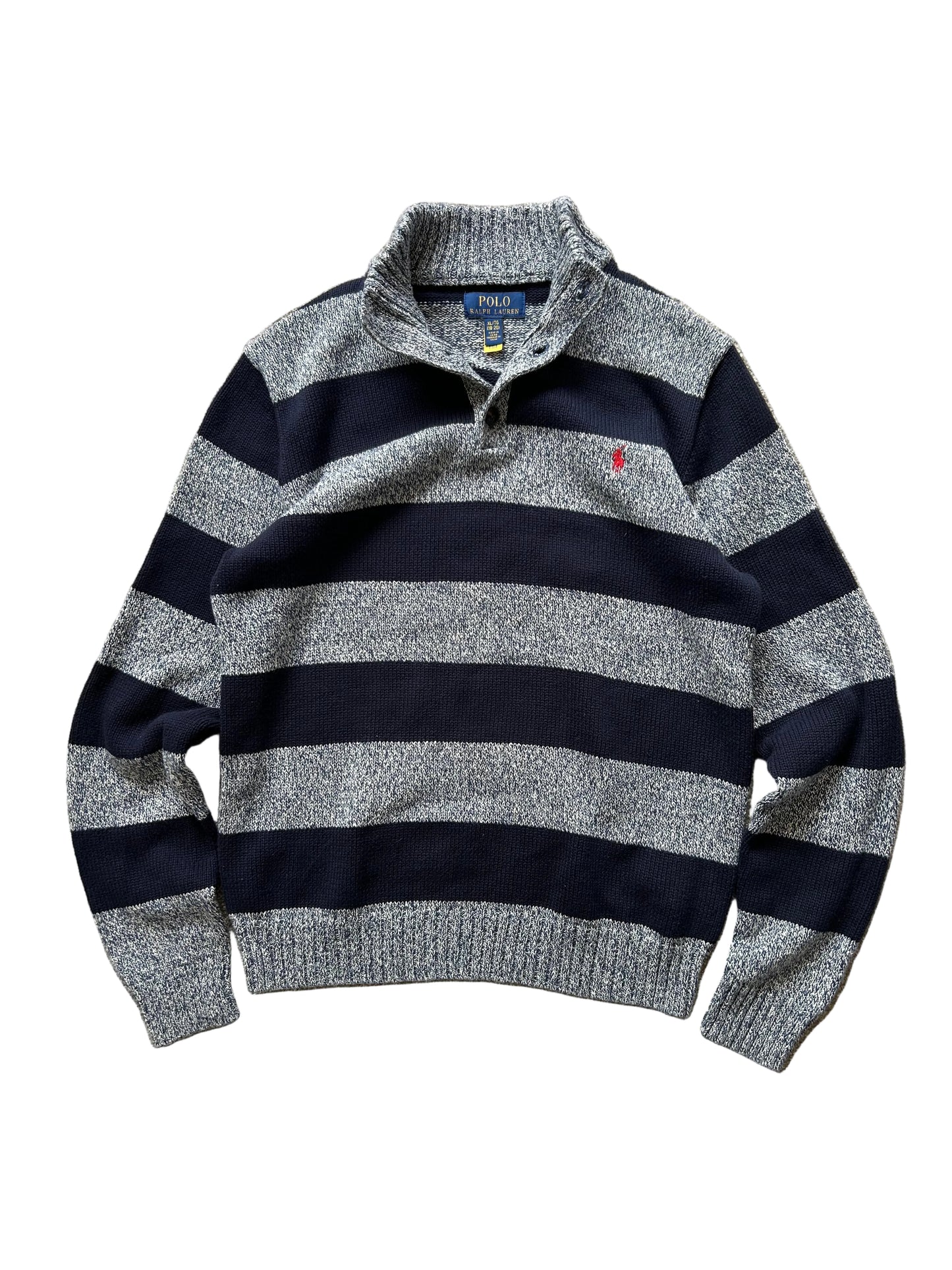 Ralph Lauren RL Stripe Sweater Two Tone Medium Navy Blue
