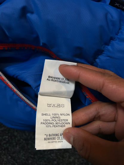 A Bathing Ape AAPE BAPE Down Hooded Vest Reversible Large Pertex Blue Camo
