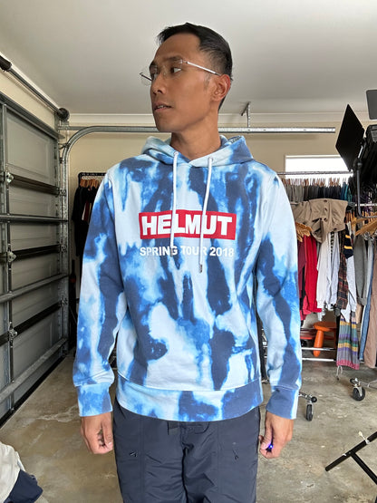 Helmut Lang tie-dye graphic hoodie from the 2018 Spring collection, designed by Shayne Oliver Small Blue