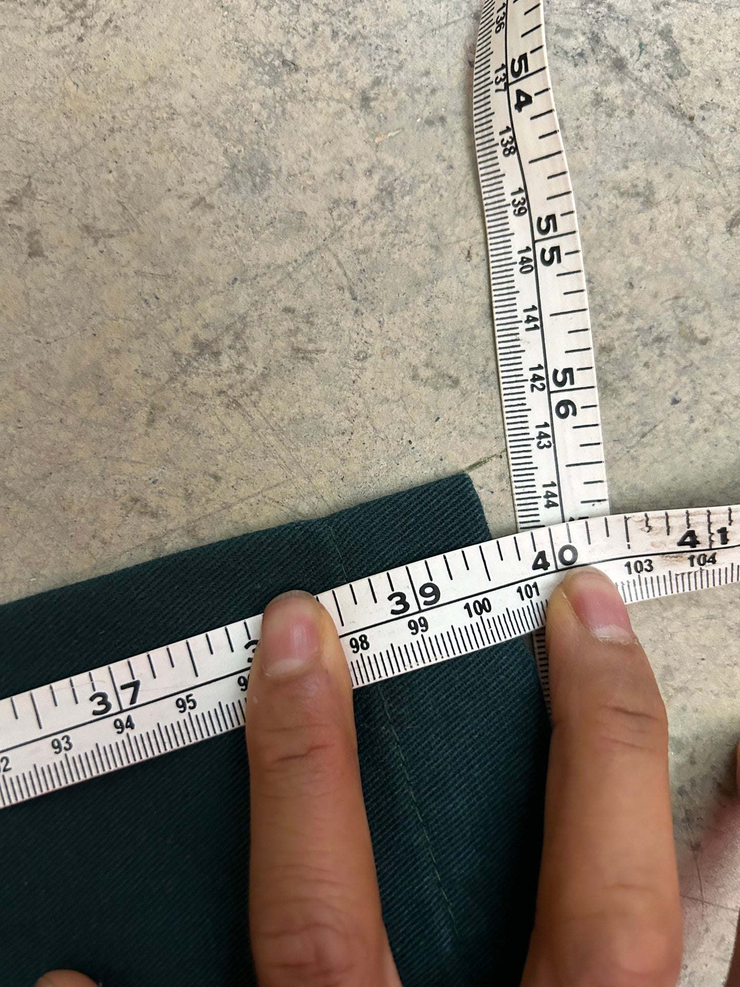 Vintage green Dickies 874 Original Fit Work Pants, recognized by their iconic tunnel belt loops and straight-leg cut 34