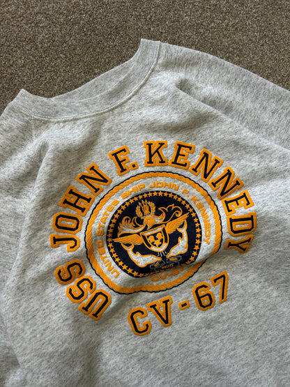Vintage Uss John F Kennedy Sweatshirt Size Medium Grey