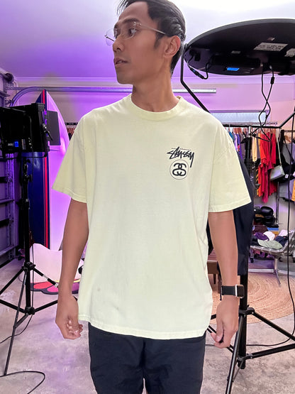 yellow Stussy Stock Link T-shirt Medium With Minimal Stains