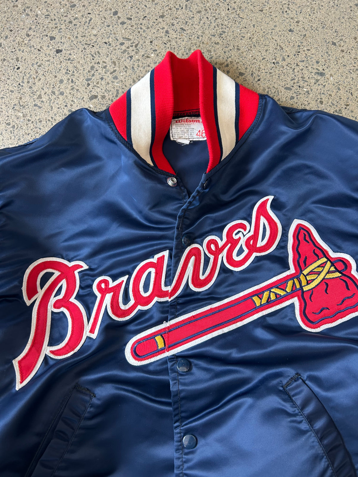 MLB Vintage 80s Wilson Atlanta Braves satin jacket size XL Navy